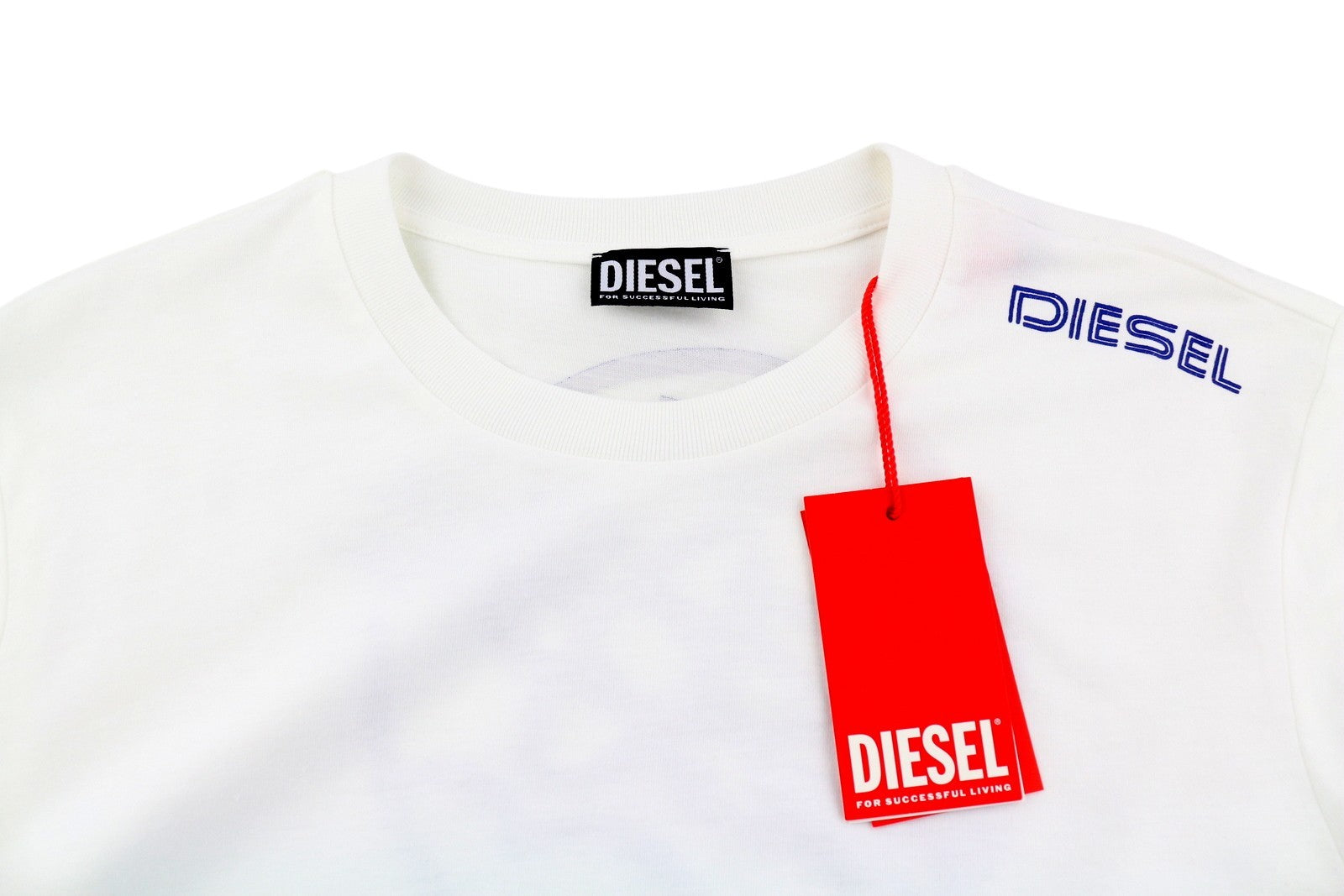 DIESEL T-Just-LS-E6 Mens T-Shirt M White Long Sleeve Crew Collar  Tricot