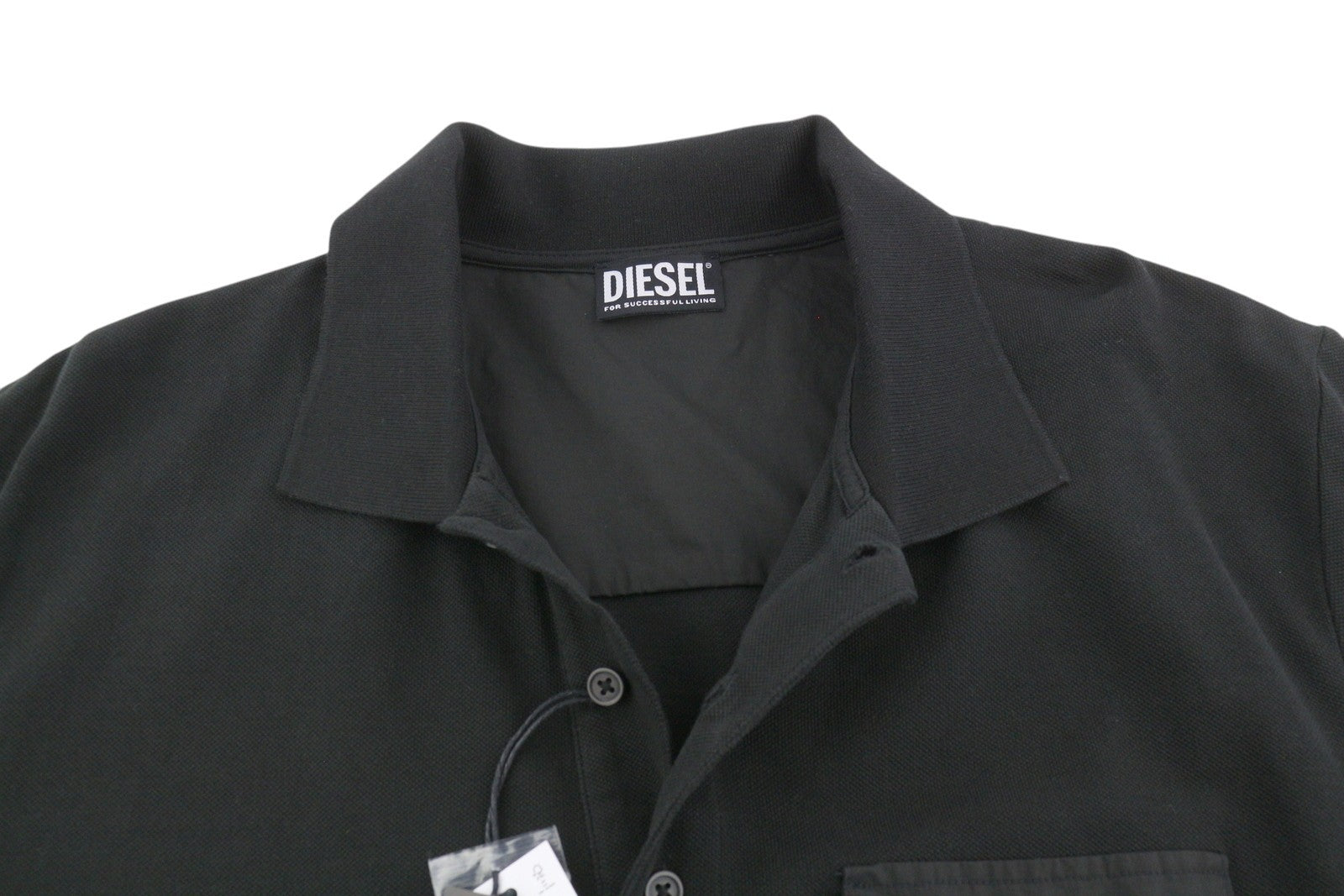 DIESEL T-Hydron Mens T-Shirt XL Black Short Sleeve Polo Neck Patch RRP€100