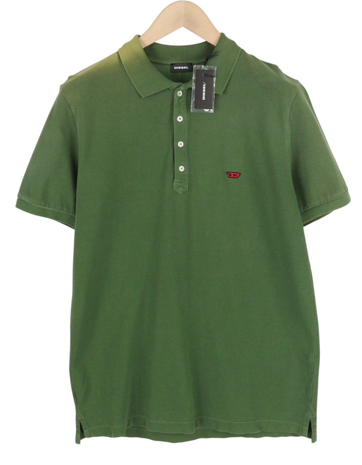 DIESEL T-Night-New Polo Mens T-Shirt L Green Fade Effect Short Sleeve Cotton