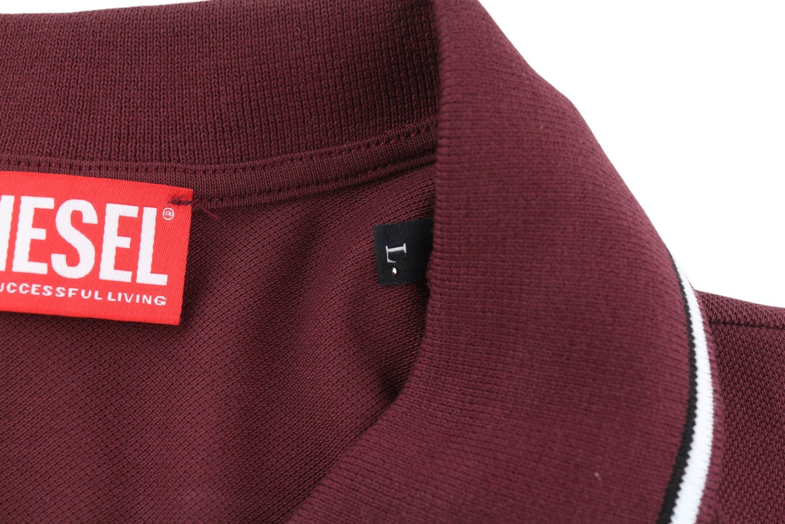 DIESEL T-Smith-D Mens T-Shirt L Short Sleeve Polo Neck Cotton Burgundy