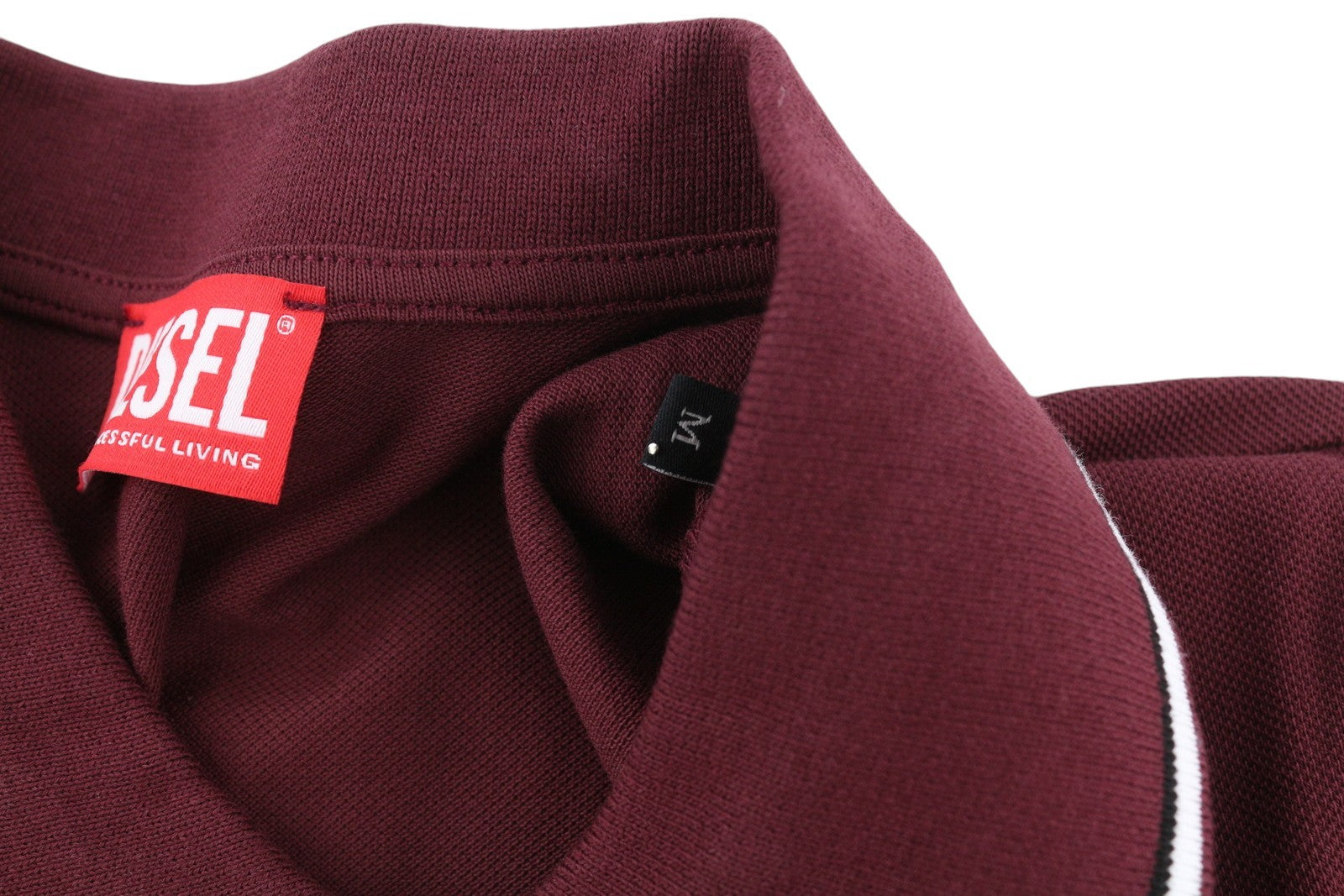 DIESEL T-Smith-D Mens T-Shirt M Short Sleeve Polo Neck Cotton Burgundy RRP€100