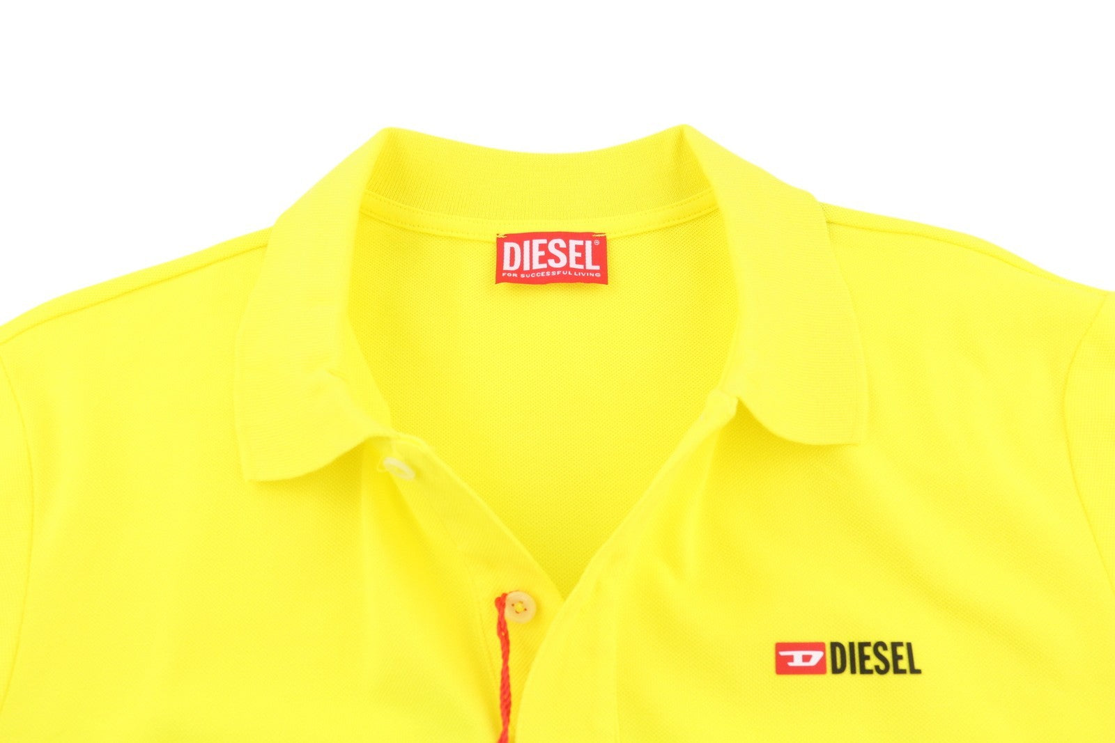 DIESEL T-Smith-Div  Mens T-Shirt L Short Sleeve Polo Neck Cotton  Yellow