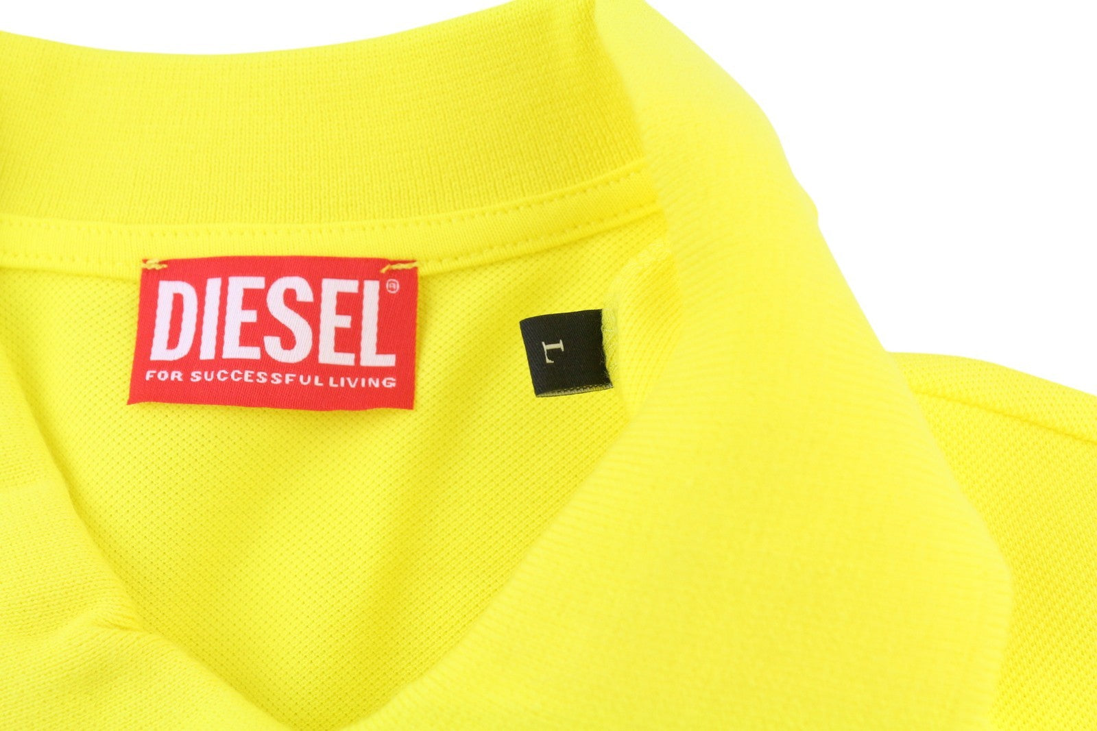 DIESEL T-Smith-Div  Mens T-Shirt L Short Sleeve Polo Neck Cotton  Yellow