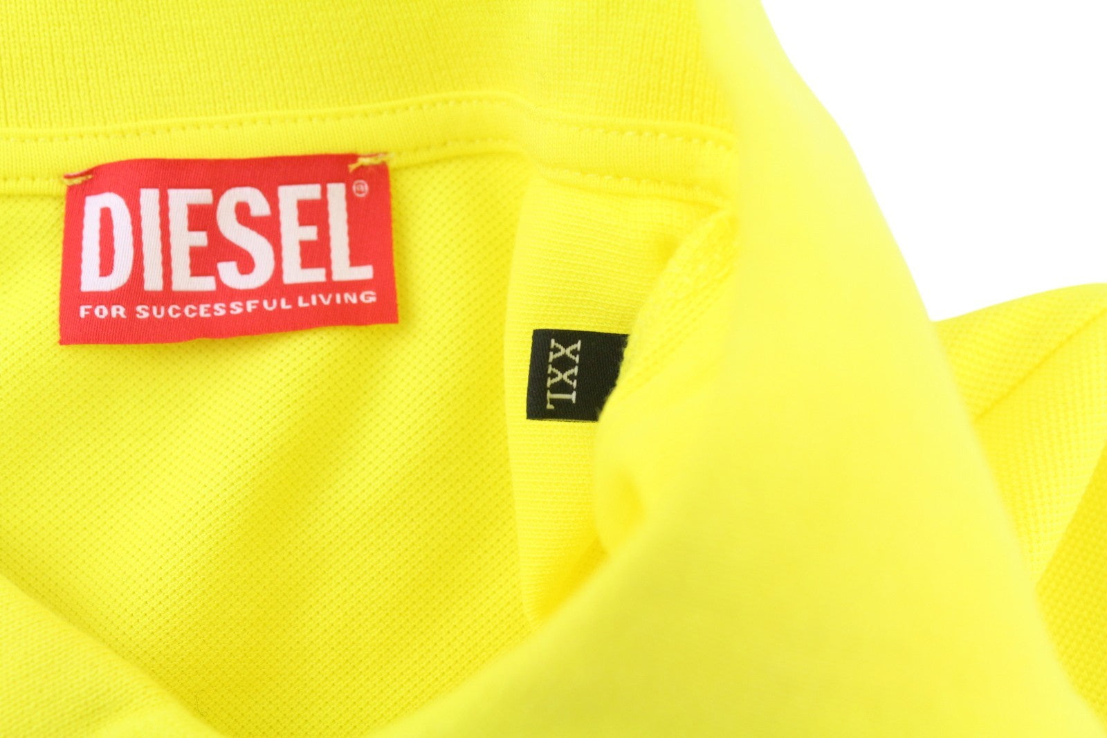 DIESEL T-Smith-Div  Mens T-Shirt 2XL Short Sleeve Polo Neck Cotton Yellow