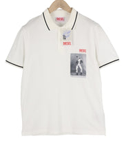 DIESEL PR-T-Smith Mens T-Shirt M Short Sleeve Polo Neck Patterned White RRP€125