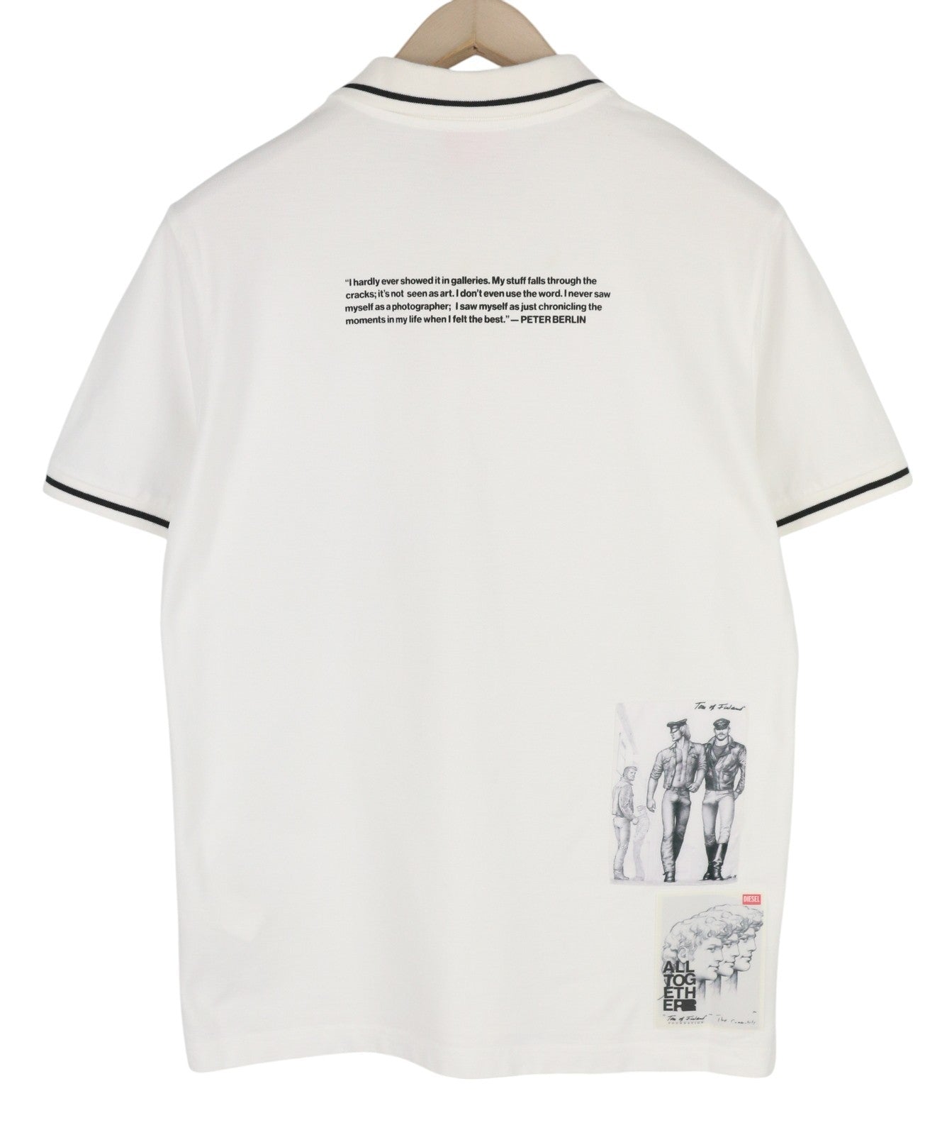 DIESEL PR-T-Smith Mens T-Shirt M Short Sleeve Polo Neck Patterned White RRP€125