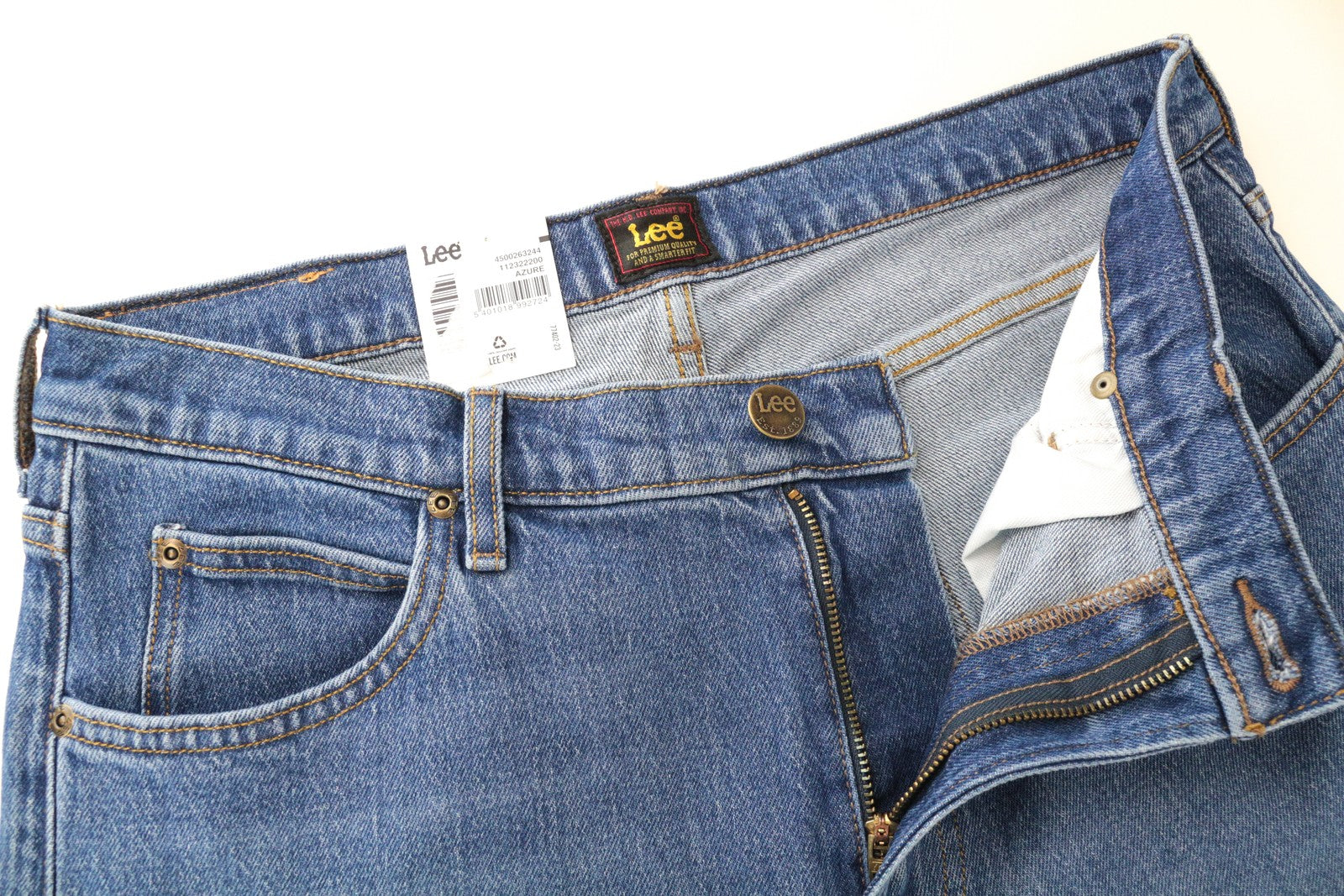 LEE West Men's Jeans W32/L32 Relaxed Fit Washed Blue Cotton Denim