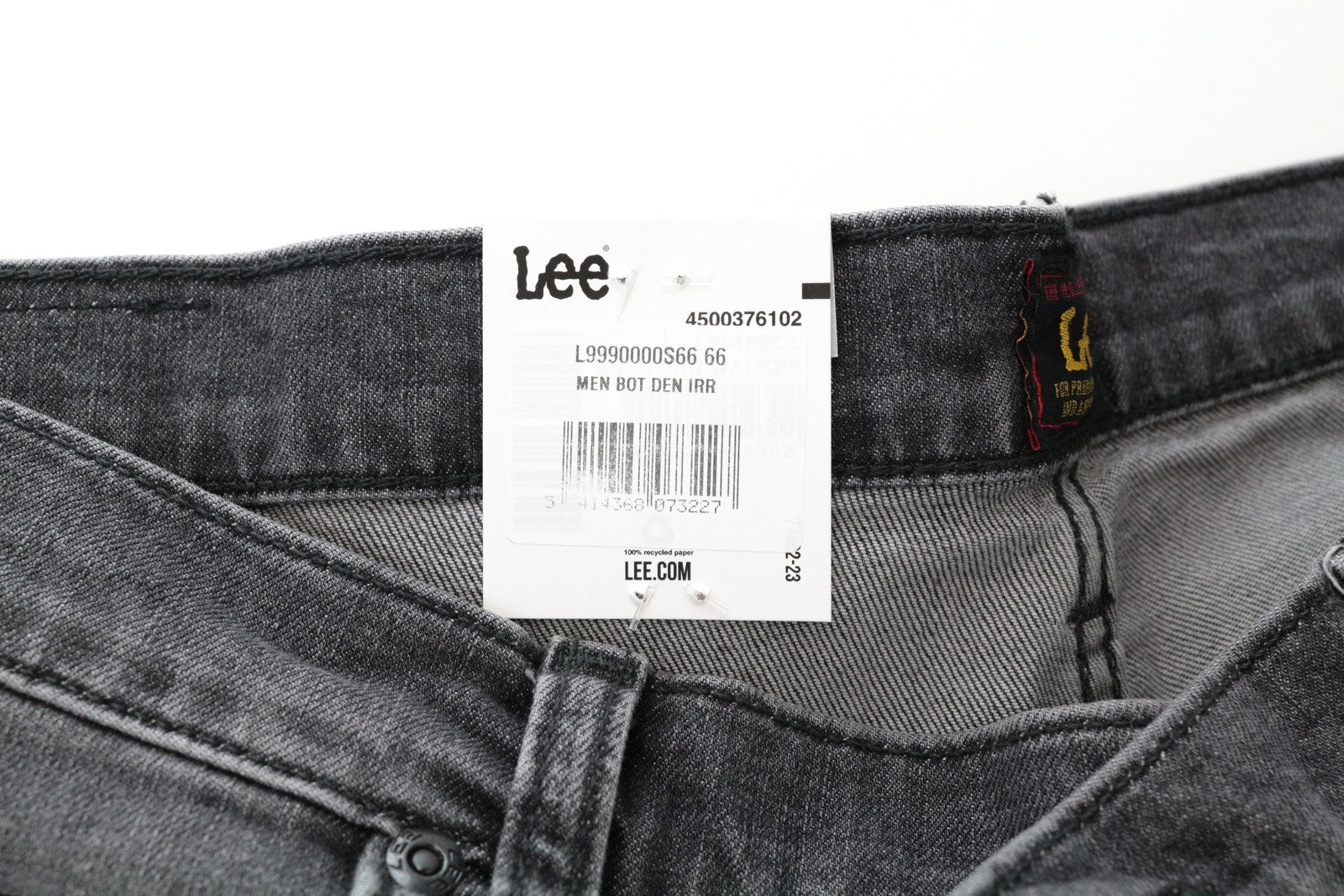 LEE Rider Men's Jeans W34/L32 Slim Fit Grey Cotton Washed Stretch 5-Pocket