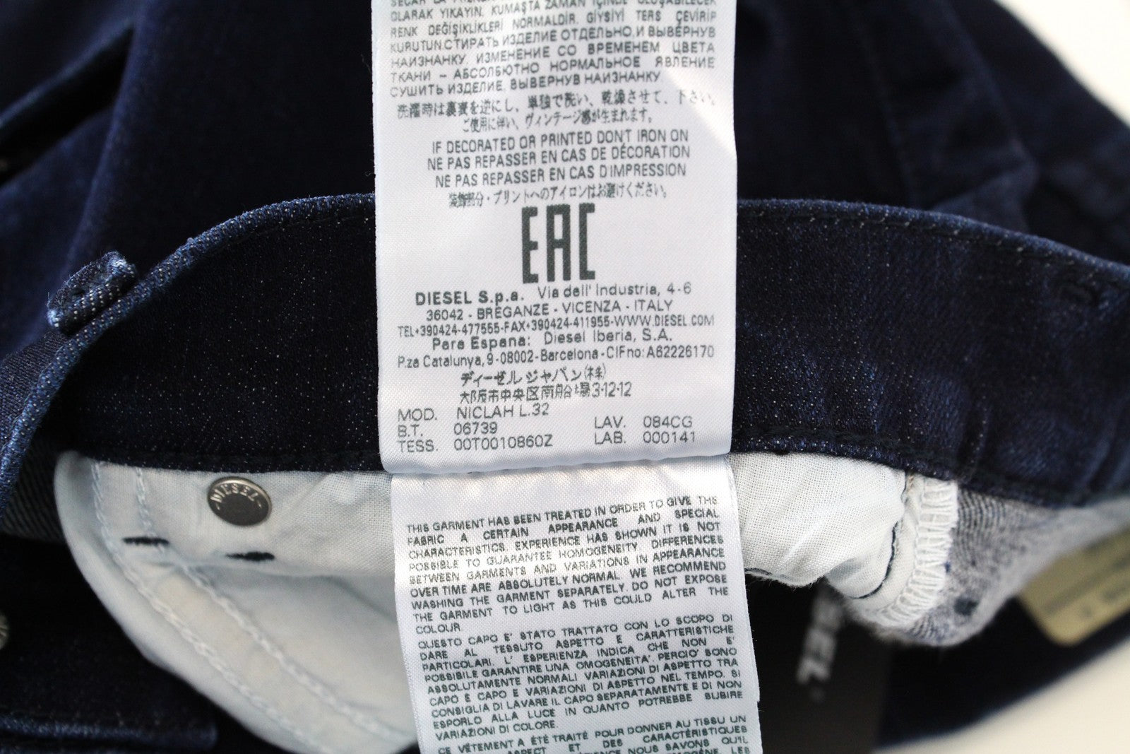 DIESEL Niclah 084CG Women's Jeans W25/L32 Straight Blue Cotton High Waist