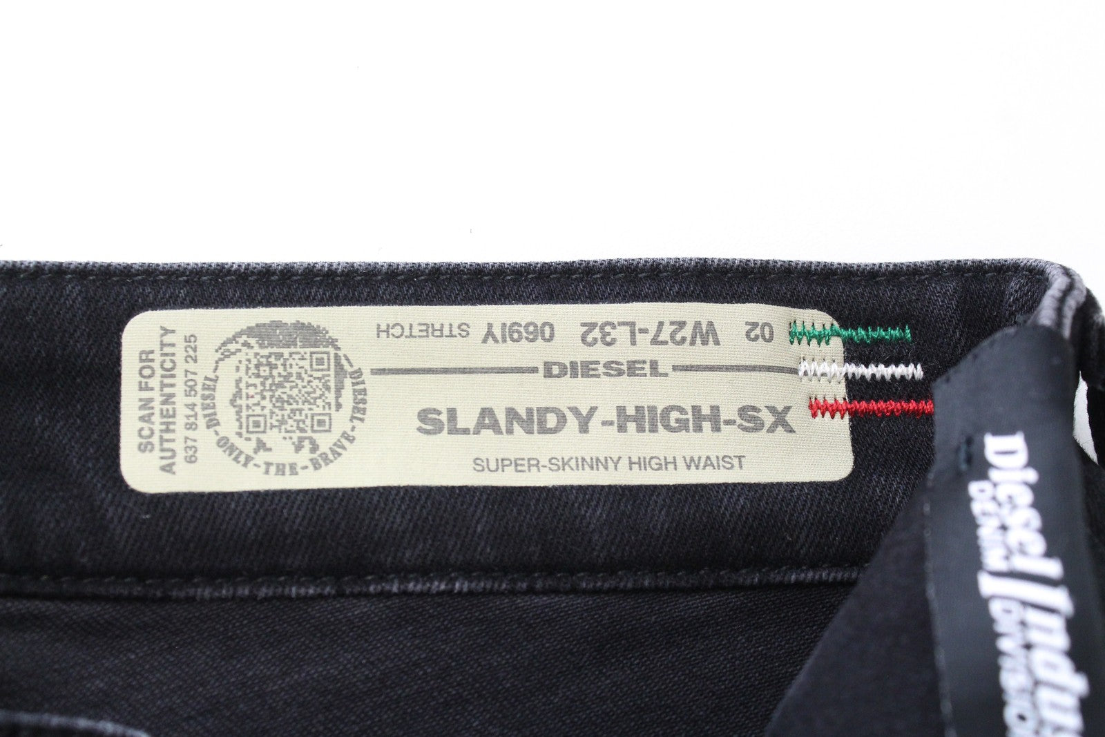 DIESEL Slandy-High-SX 069IY Women's W27/L32 Skinny Navy Red Washed