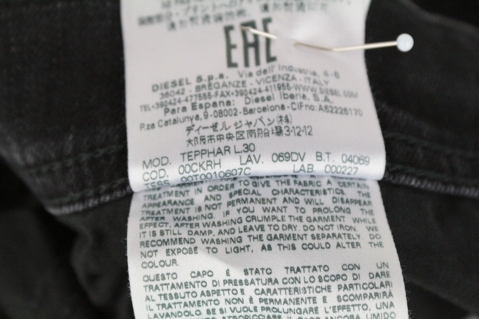 DIESEL Tepphar 069DV Men's Jeans W28/L30 Slim Carrot Blue Cotton Ripped