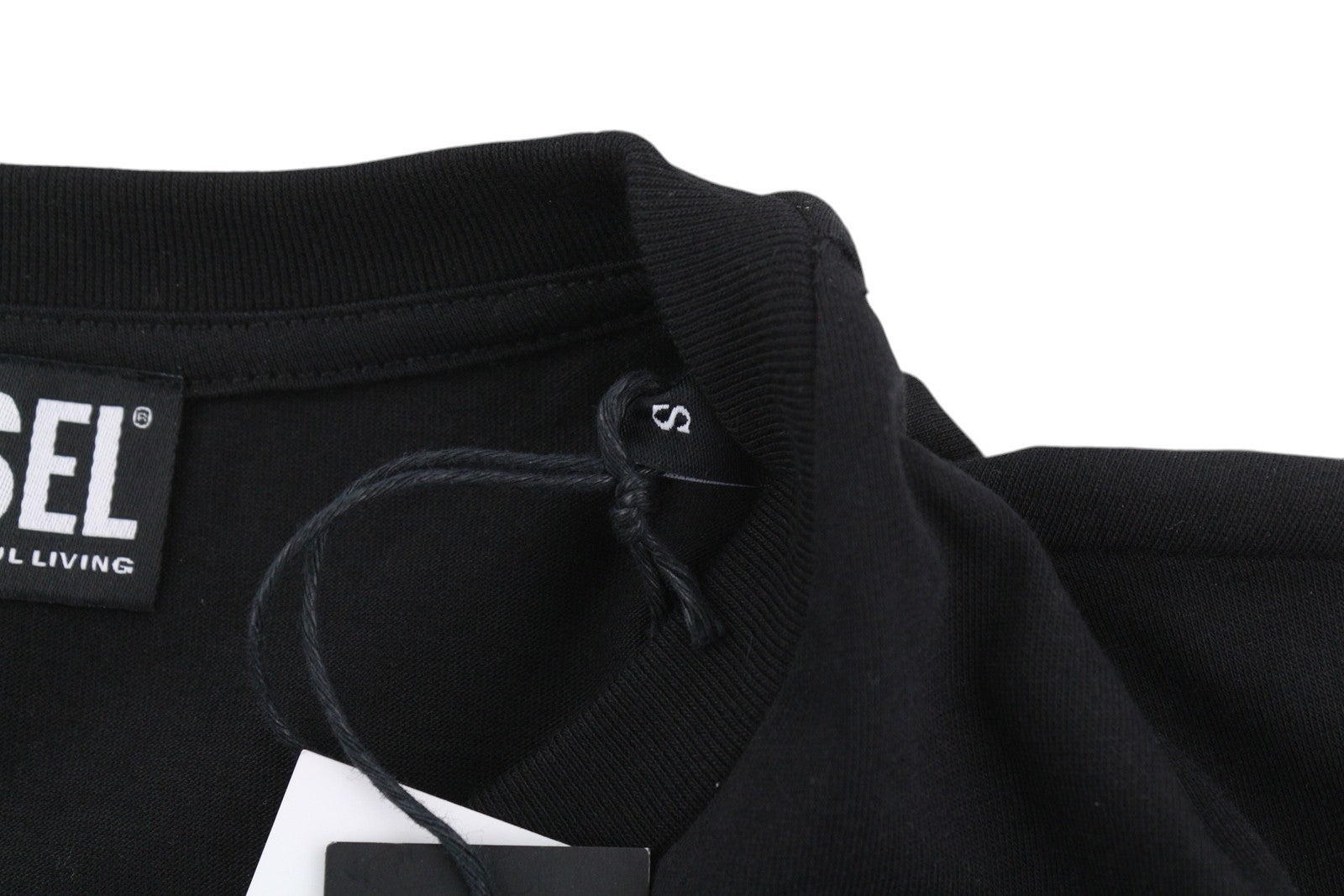 DIESEL T-Diegos-B3 Men T-Shirt S Black Tricot Stretchy Crew Neck Short Sleeve