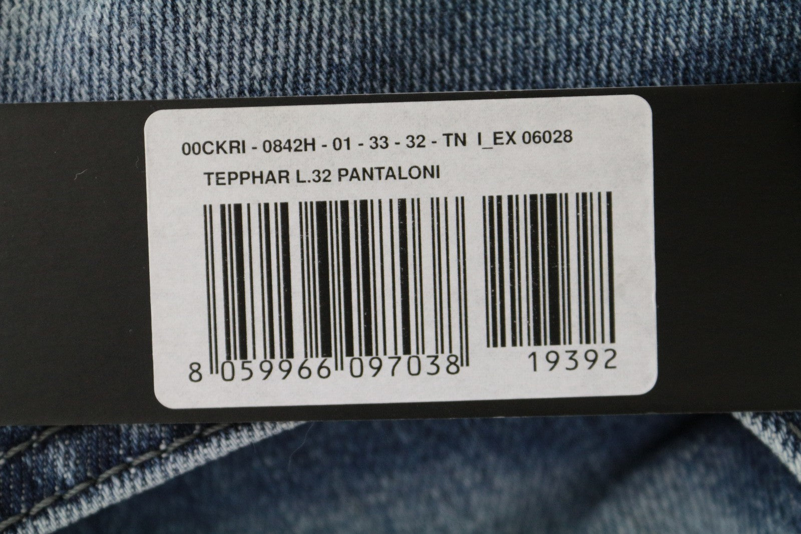 DIESEL Tepphar 0842H Men's Jeans W33/L32 Slim Carrot Fit Blue Cotton 5-Pocket