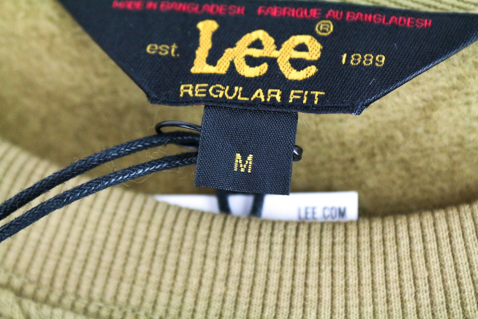 LEE Men's Sweatshirt M Khaki Green Cotton Pullover Casual LS