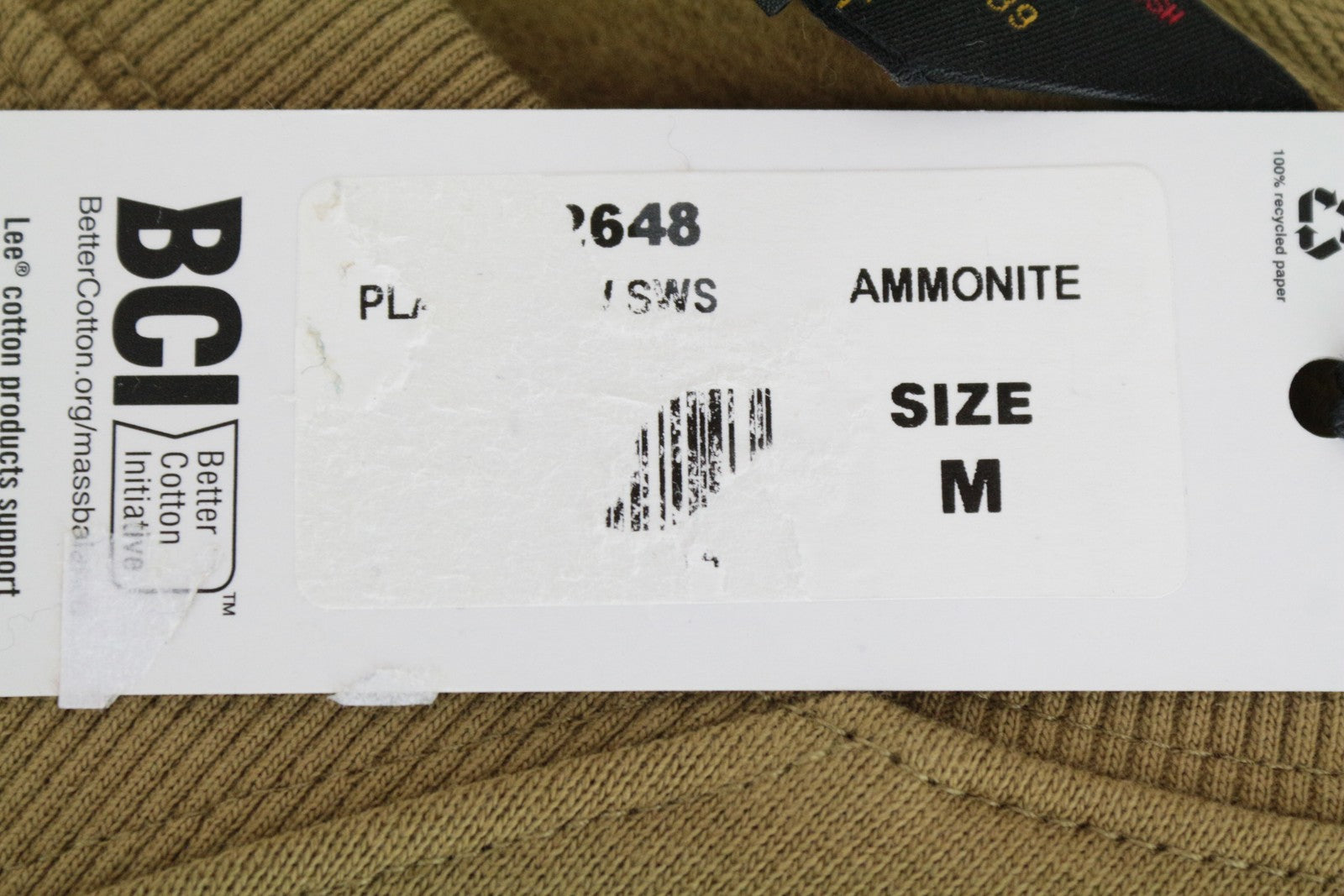 LEE Men's Sweatshirt M Khaki Green Cotton Pullover Casual LS