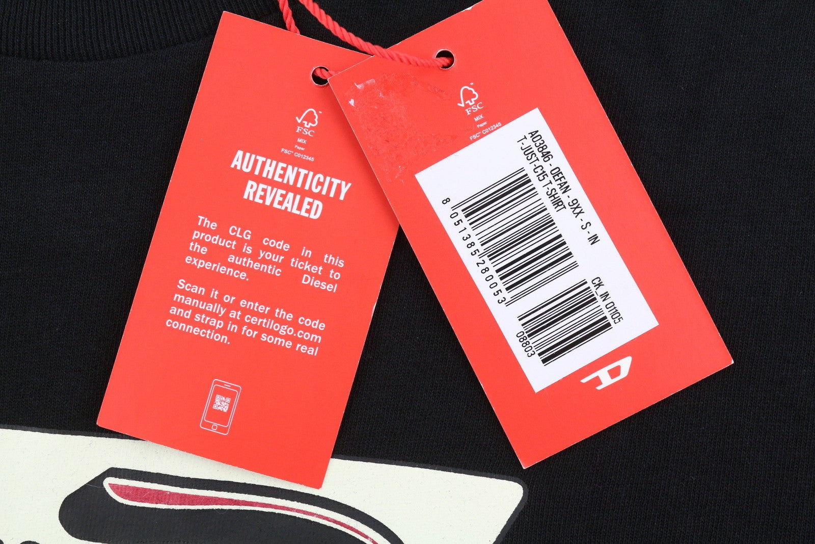 DIESEL T-Just-C15 Men T-Shirt S Black Tricot Stretchy Crew Neck Short Sleeved