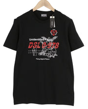 DIESEL T-Diegos-B82 Men T-Shirt S Black Tricot Stretchy Crew Neck Short Sleeved