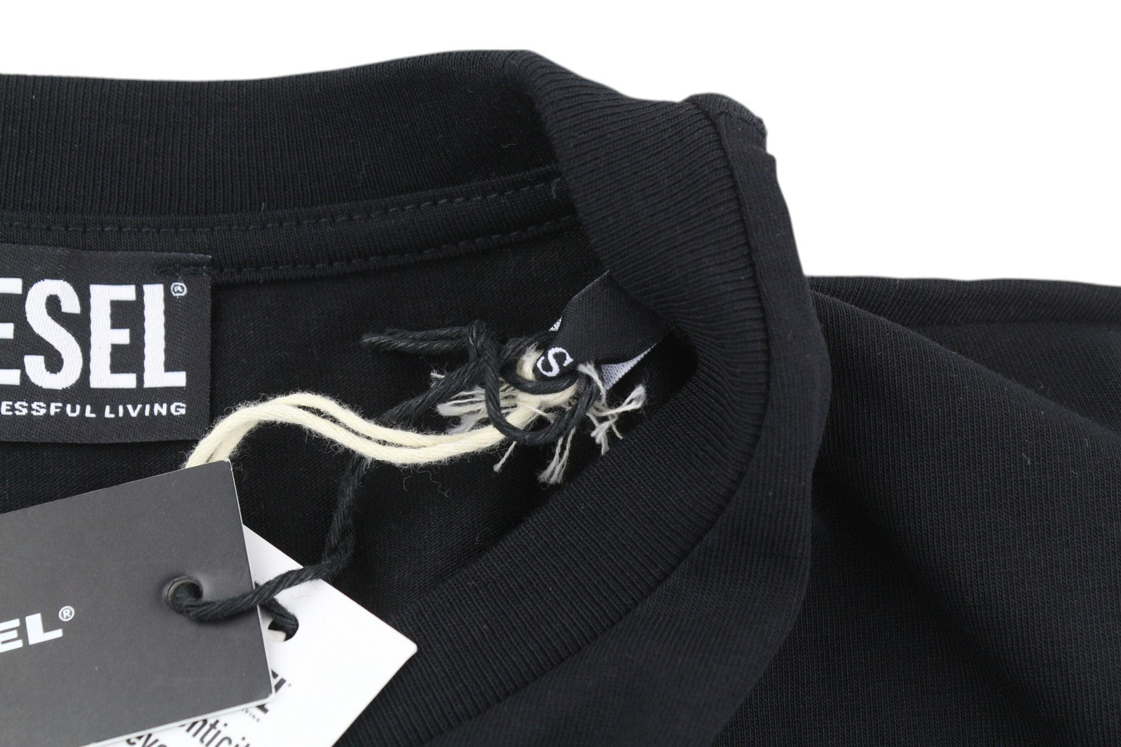 DIESEL T-Diegos-B82 Men T-Shirt S Black Tricot Stretchy Crew Neck Short Sleeved