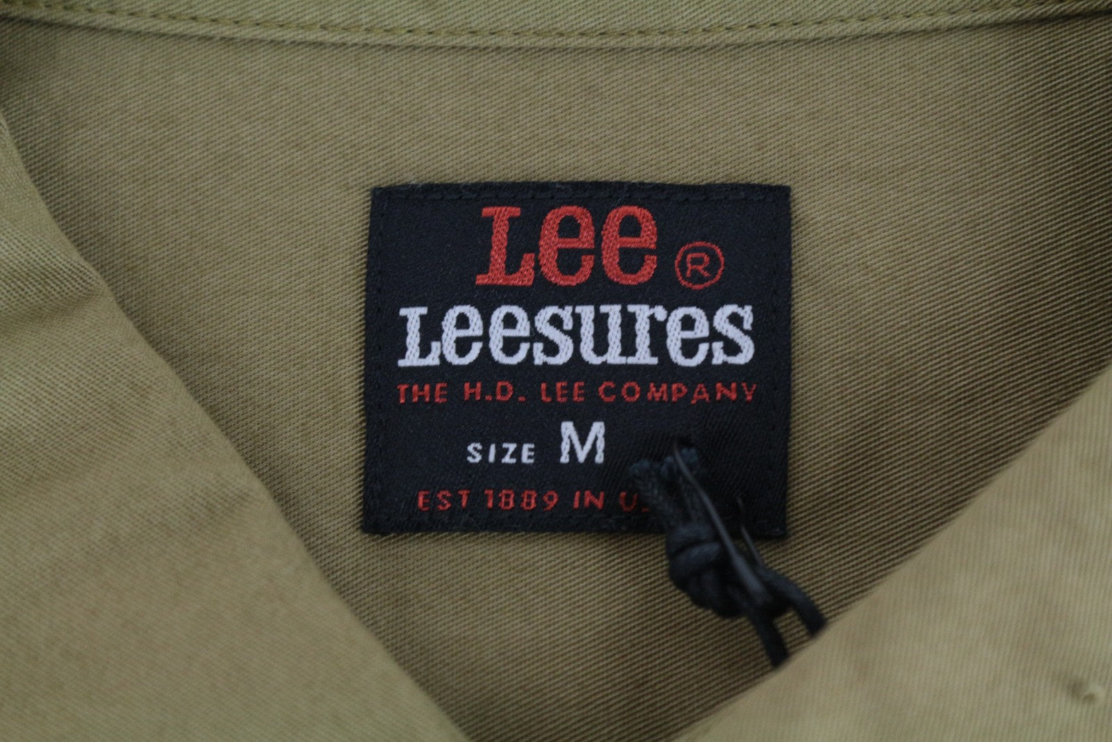LEE Men's Shirt M Khaki Green Cotton LS Buttoned Pocketed Shirt