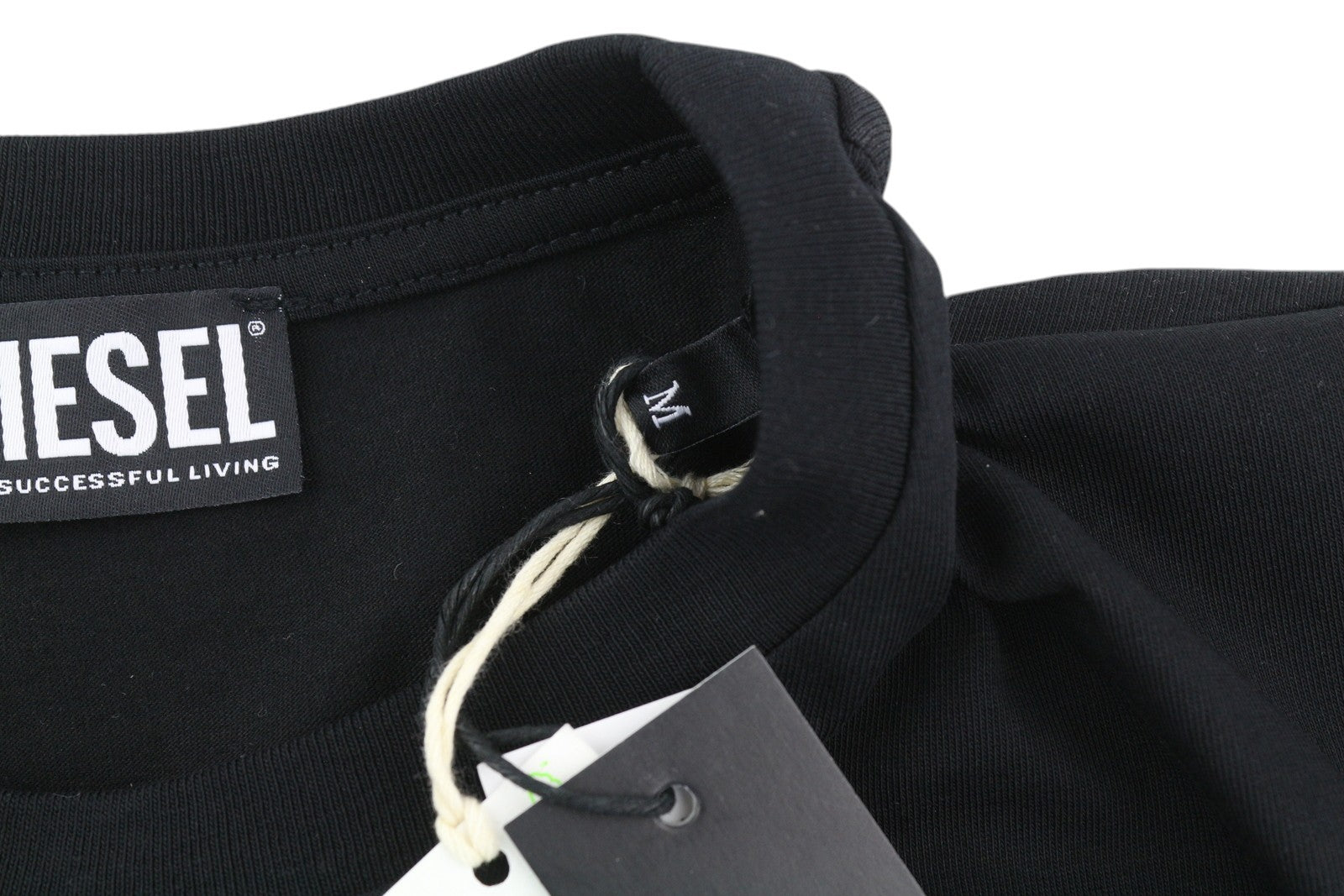 DIESEL T-Diegos-B82 Men T-Shirt M Black Tricot Stretch Crew Neck Short Sleeved