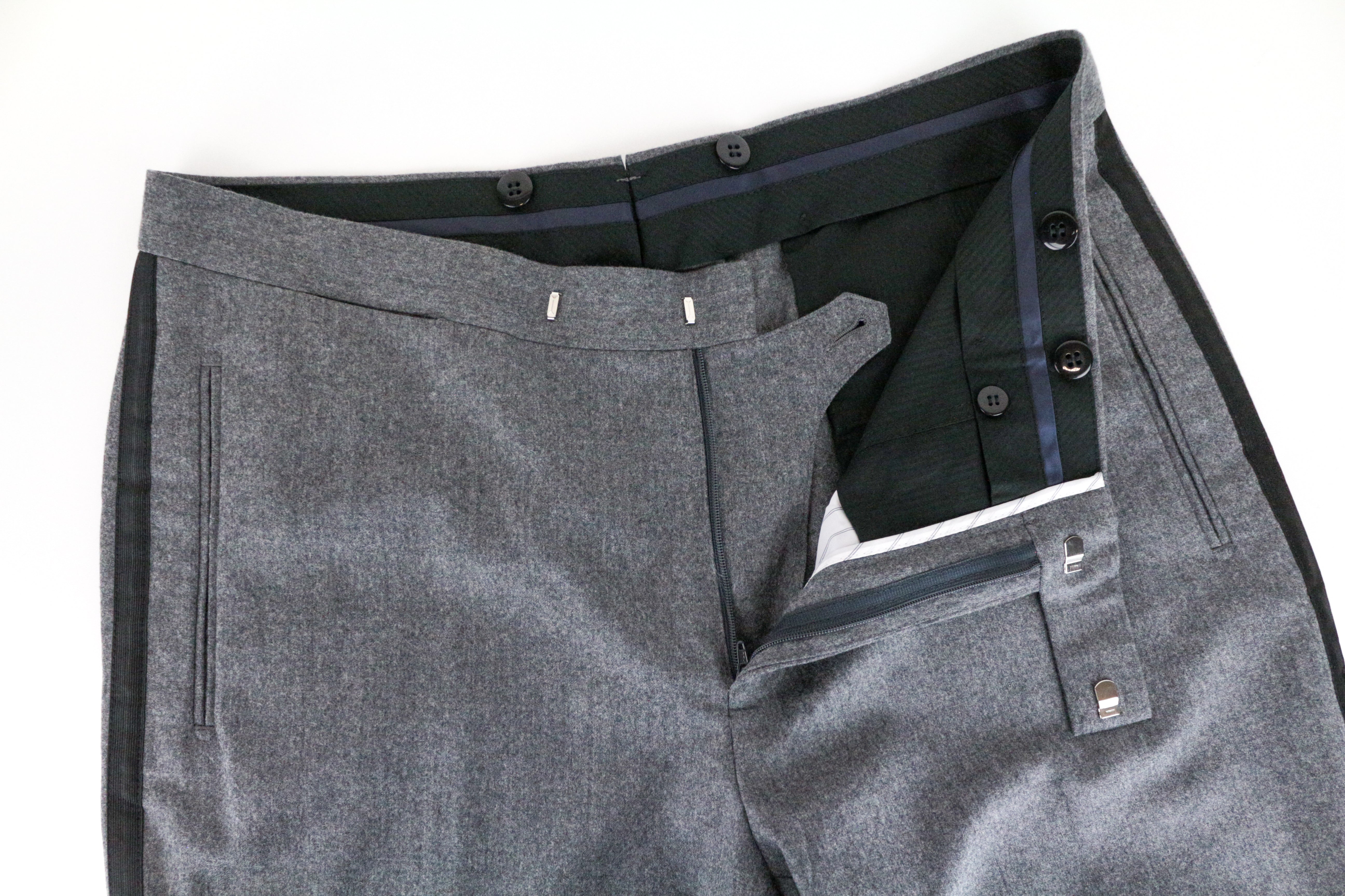 SUITSUPPLY Verona Men's Trousers UK42R Grey Wool Side Line Pleated Formal