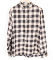 WRANGLER Men's Shirt M Brown Grey Checked LS Pure Cotton Flannel