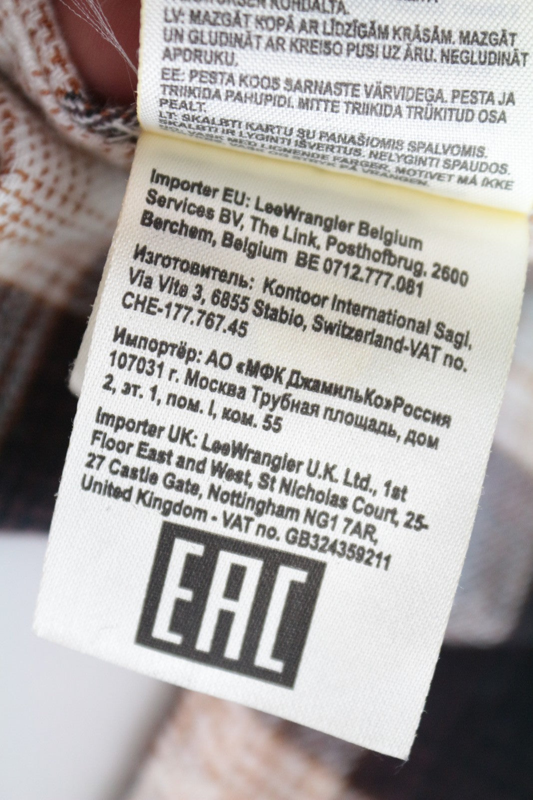 WRANGLER Men's Shirt M Brown Grey Checked LS Pure Cotton Flannel