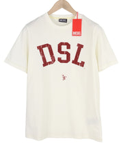 DIESEL T-Just-E35 Men T-Shirt S White Tricot Stretch Cotton Crew Short Sleeve