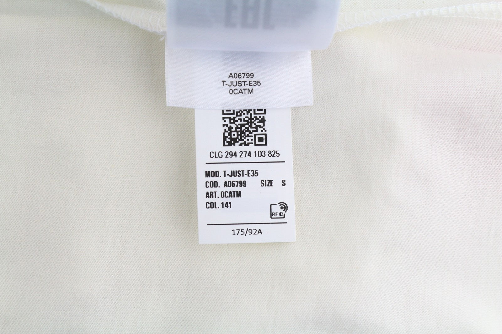 DIESEL T-Just-E35 Men T-Shirt S White Tricot Stretch Cotton Crew Short Sleeve