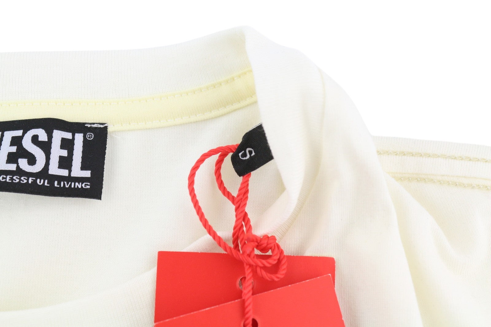 DIESEL T-Just-E35 Men T-Shirt S White Tricot Stretch Cotton Crew Short Sleeve