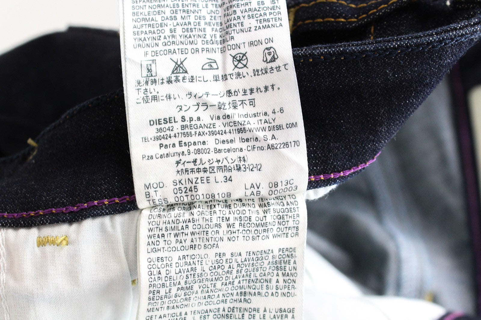 DIESEL Skinzee 0813C Women's Jeans W25/L34 Super Skinny Blue Cotton Fit