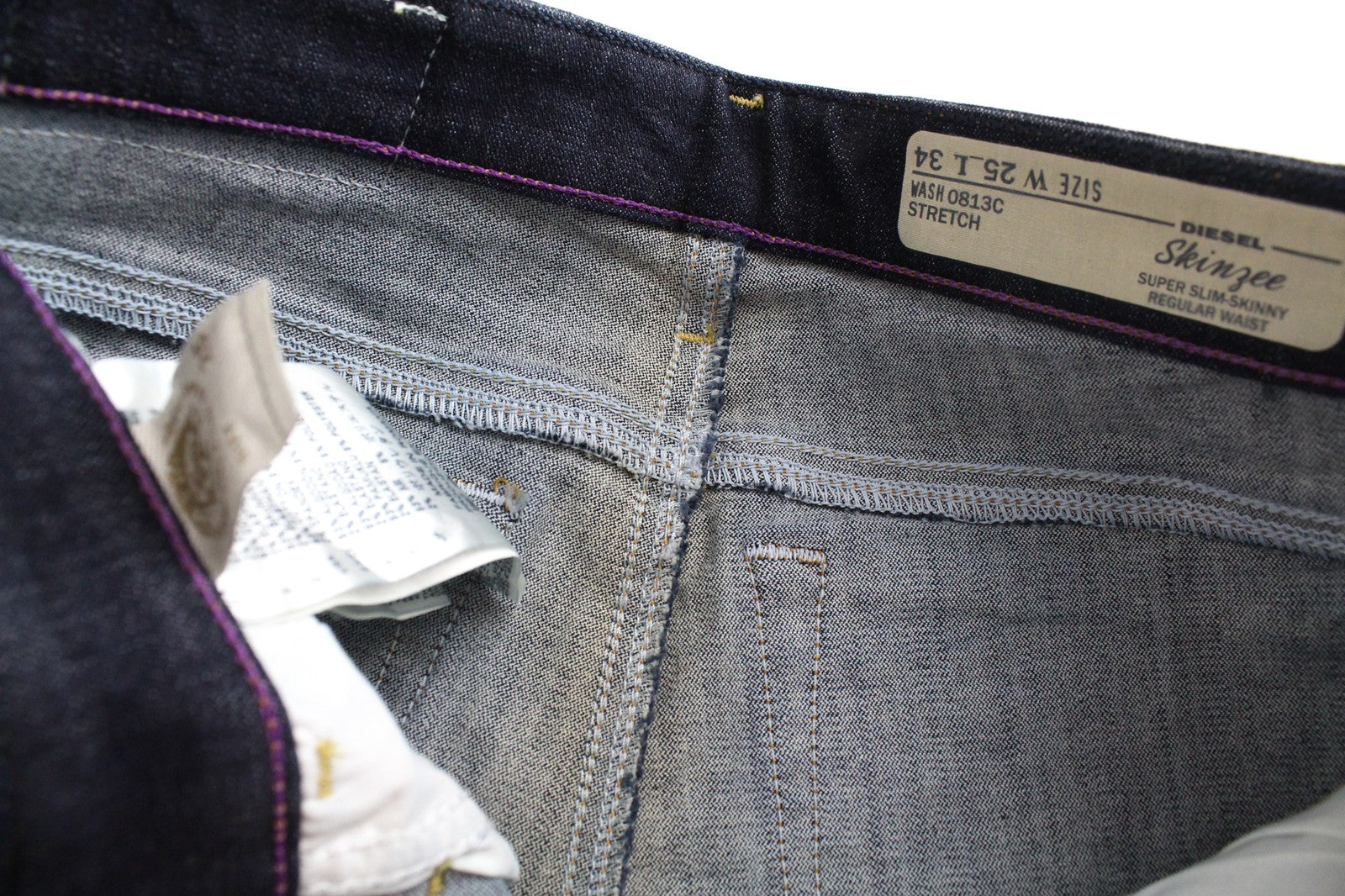 DIESEL Skinzee 0813C Women's Jeans W25/L34 Super Skinny Blue Cotton Fit