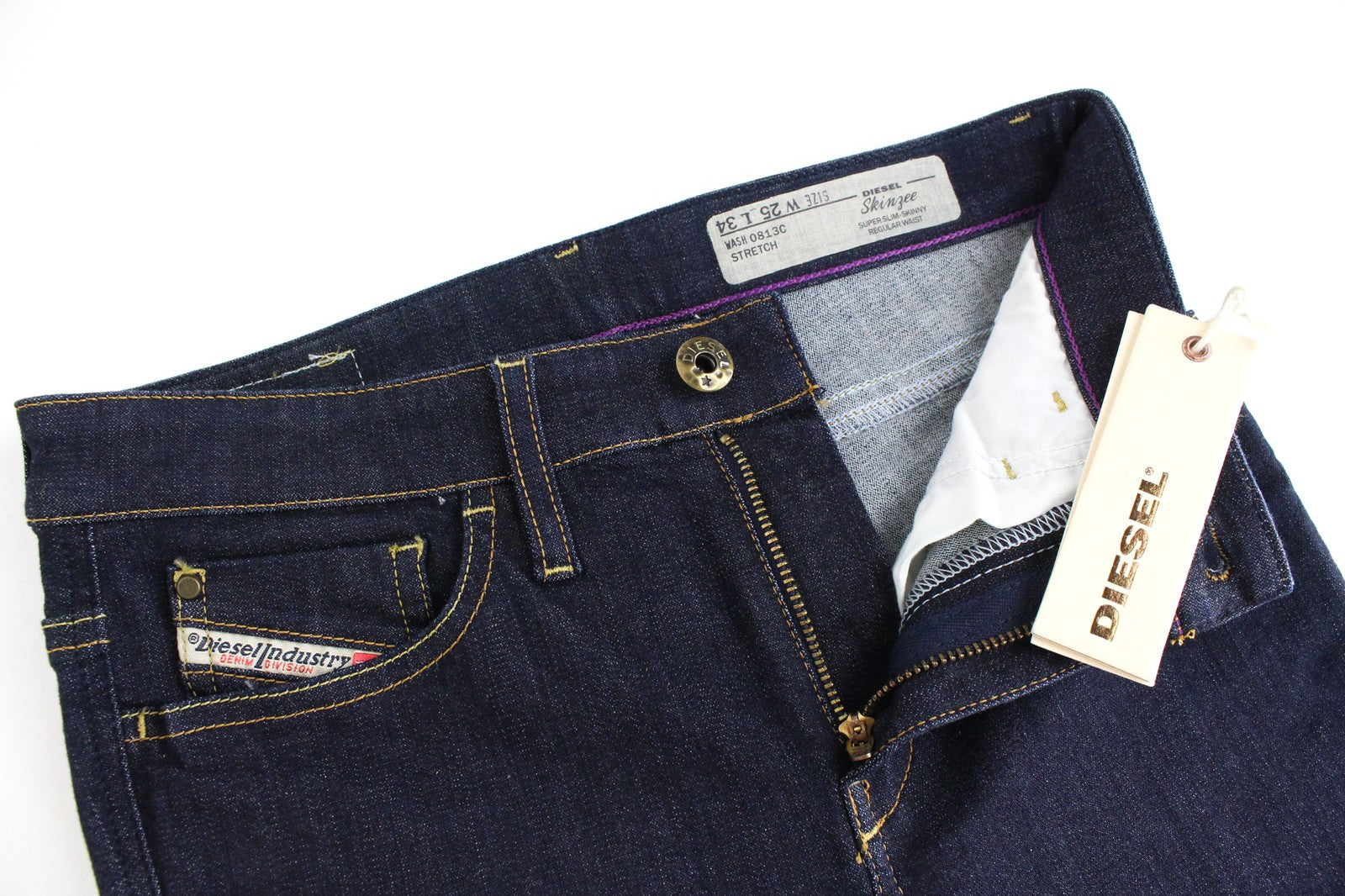 DIESEL Skinzee 0813C Women's Jeans W25/L34 Super Skinny Blue Cotton Stretch