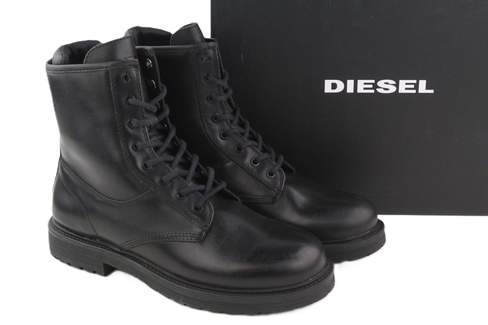 DIESEL D-Alabhama CB Men Boots EU43 Black Leather Laced Combat Type RRP€295