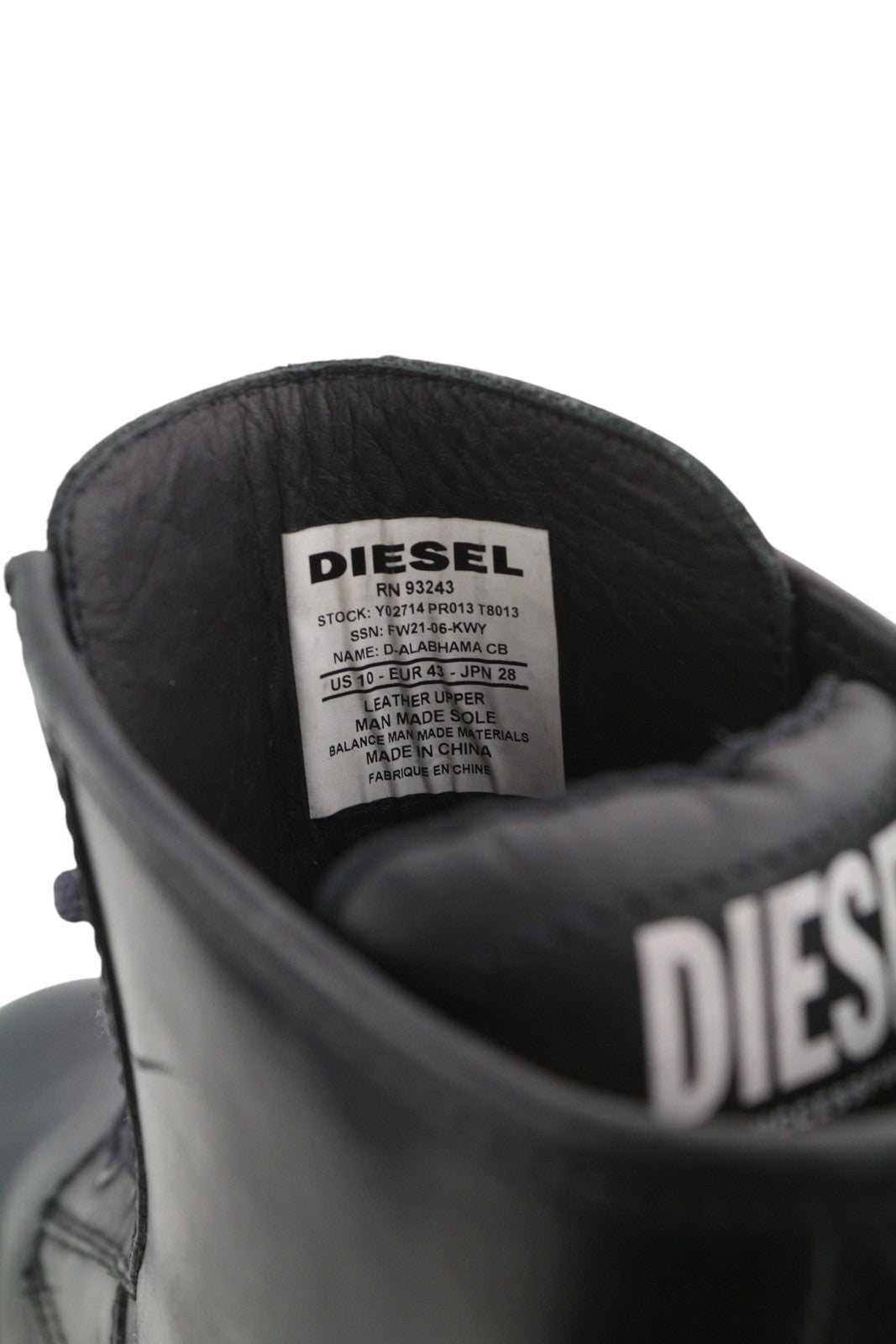 DIESEL D-Alabhama CB Men Boots EU43 Black Leather Laced Combat Type RRP€295