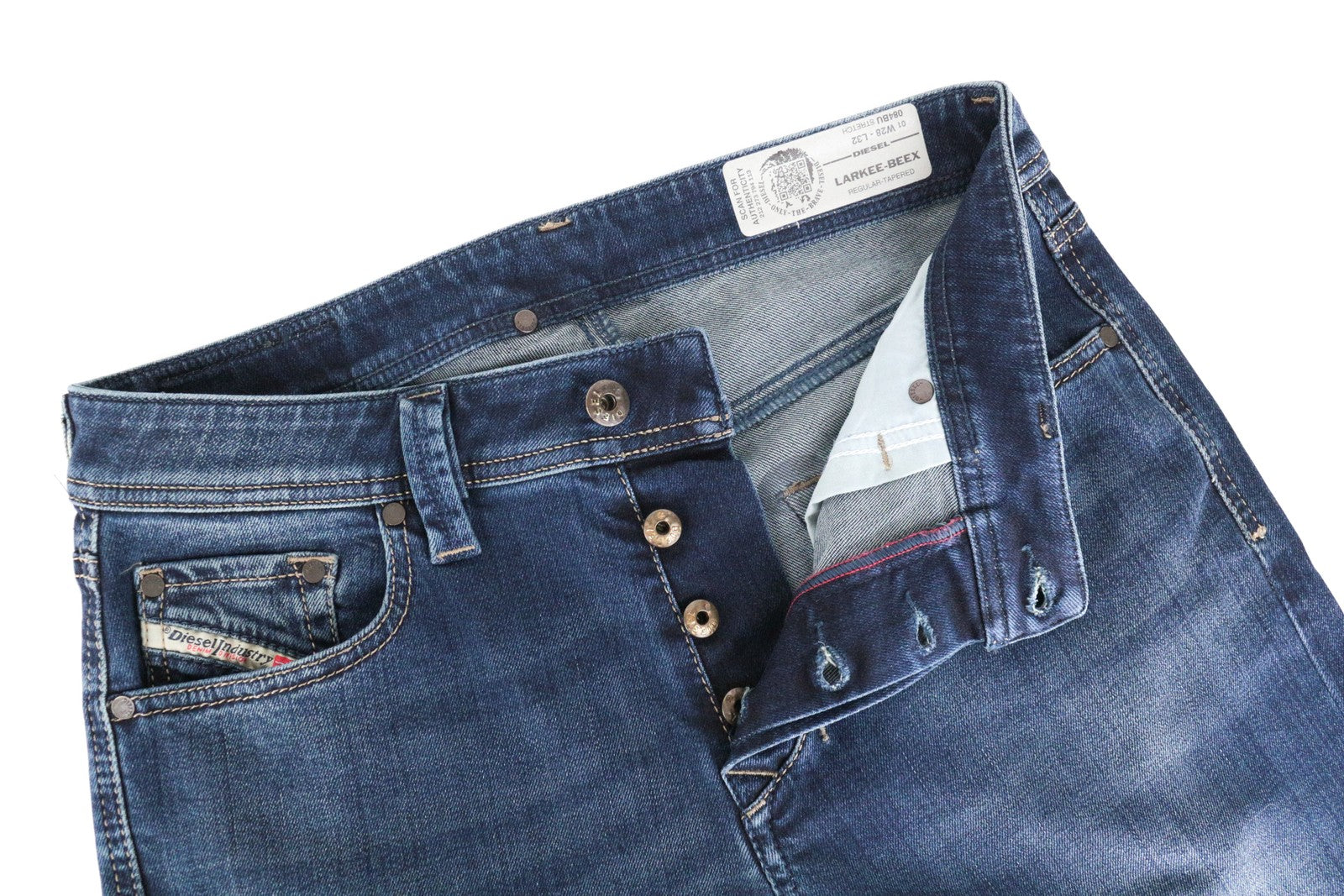 DIESEL Larkee-Beex 084BU Men's Jeans W28/L32 Regular Taper Fit Blue Cotton