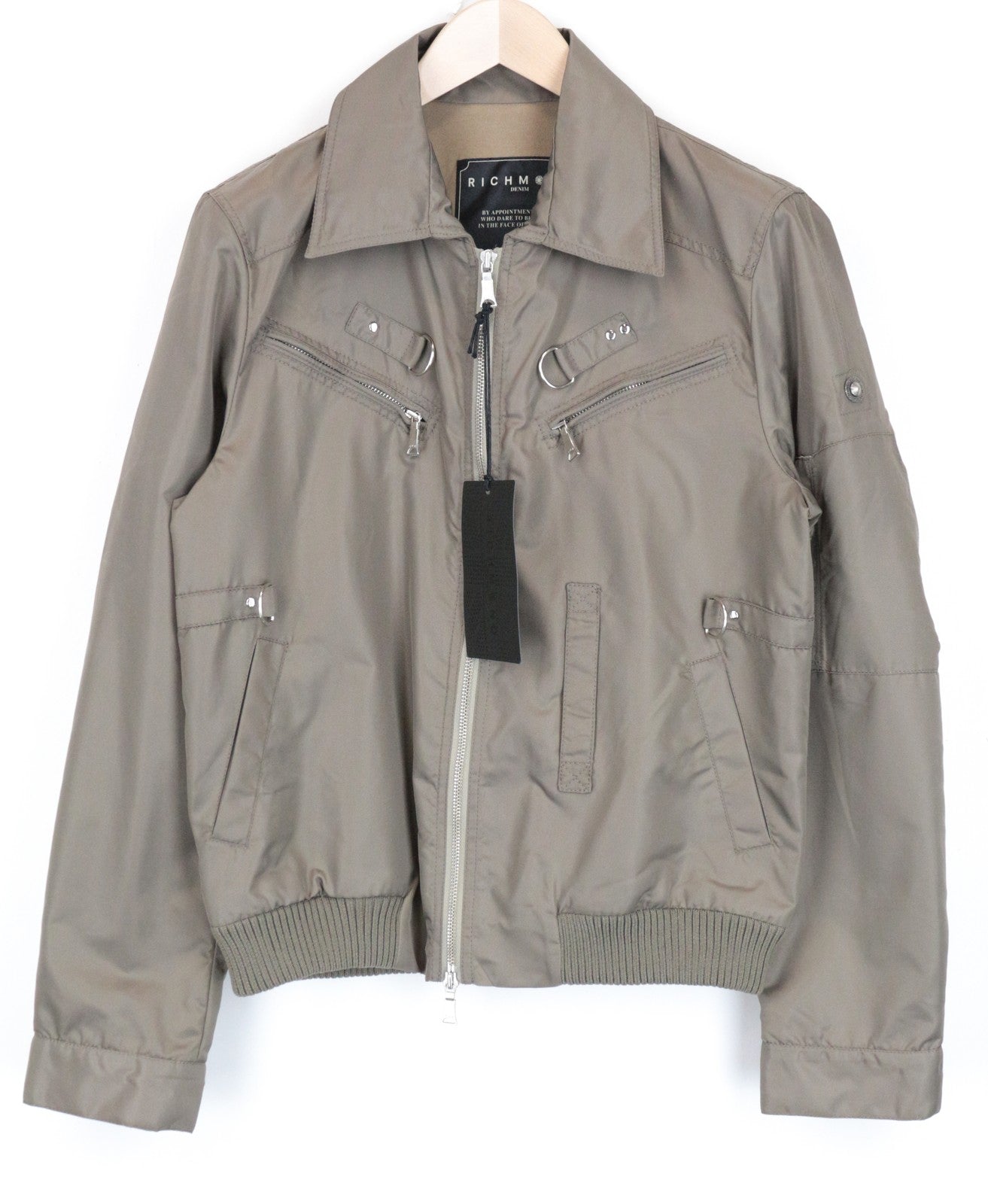 RICHMOND Men's Jacket 48 Brown Lined LS Lightweight Multi Pocket