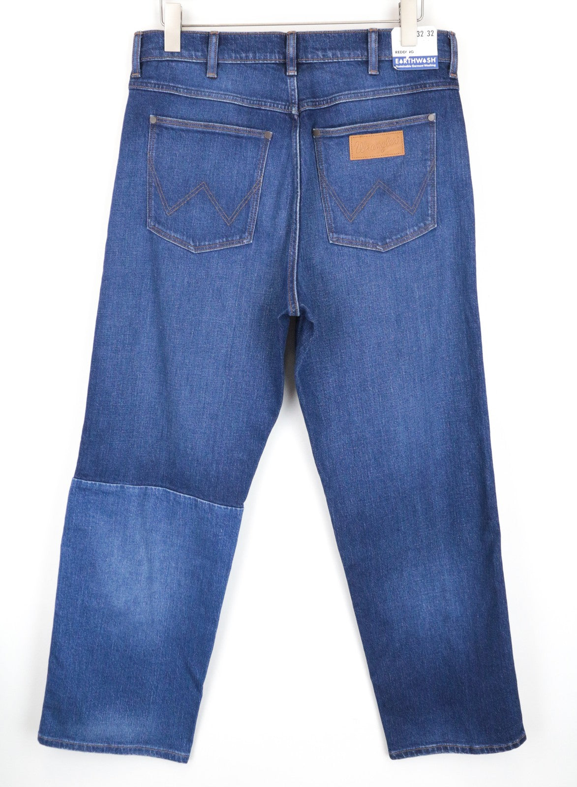 WRANGLER Redding Men's Jeans W32/L32 Straight Fit Patched Blue Cotton