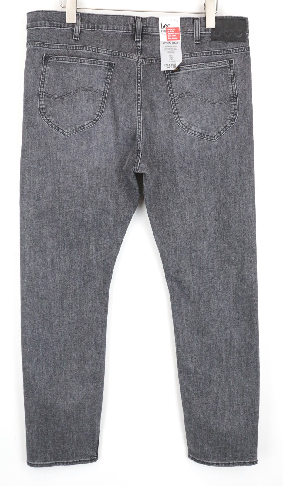 LEE Rider Men's Jeans W38/L32 Slim Fit Grey Cotton Washed Stretch Denim