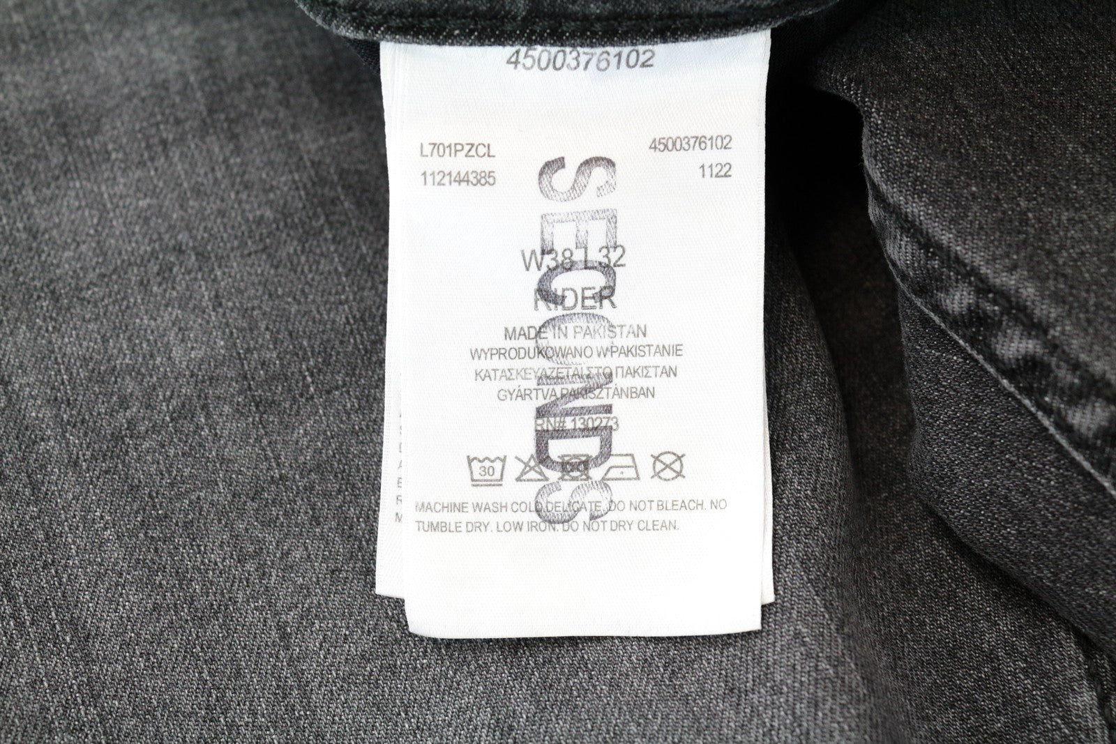 LEE Rider Men's Jeans W38/L32 Slim Fit Grey Cotton Washed Stretch Denim