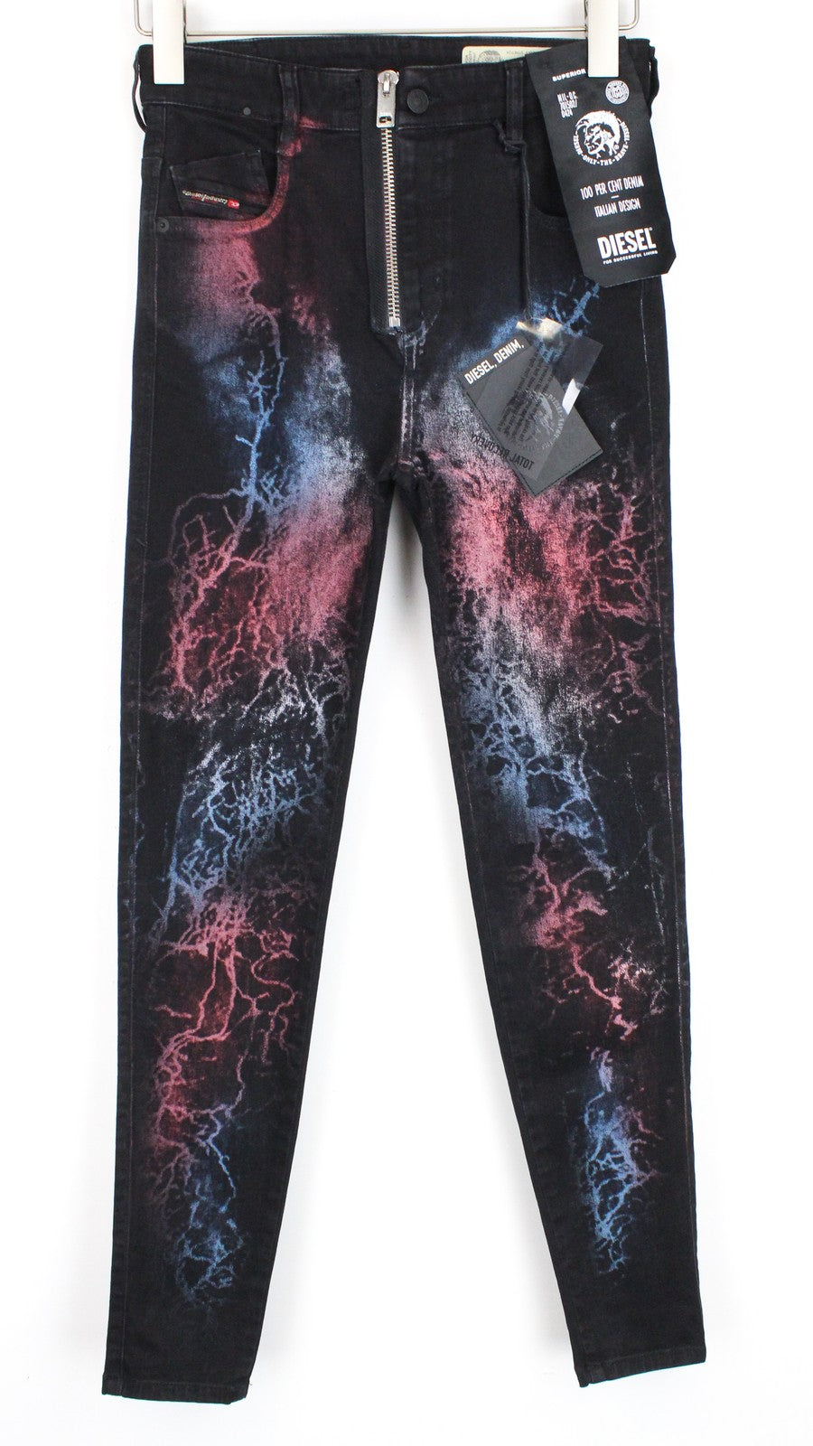 DIESEL Slandy-High-SX 069IY Women's W28/L32 Skinny Navy Red Blue Wash