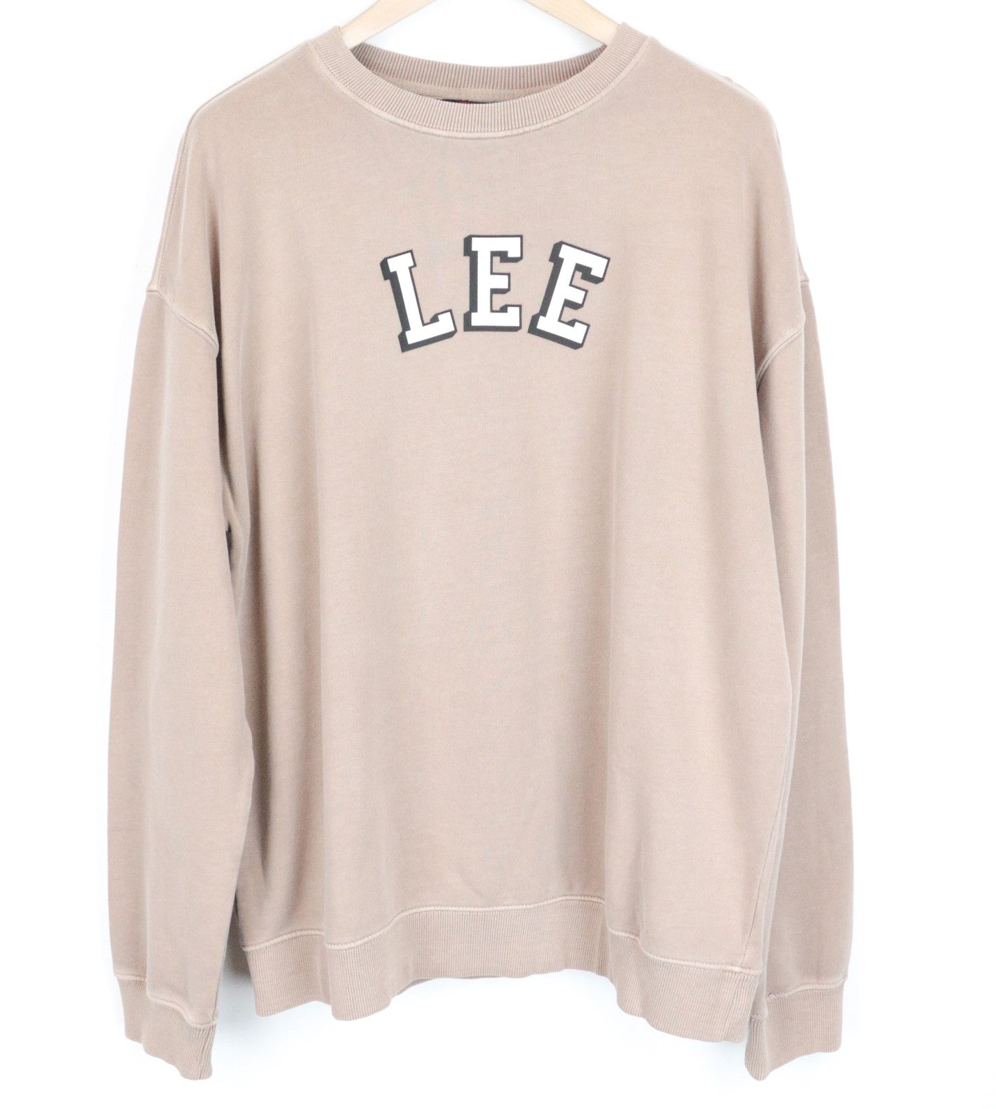 LEE Men's Sweatshirt M Washed Pink Cotton Loose Pullover Long Sleeve