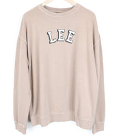 LEE Men's Sweatshirt M Washed Pink Cotton Loose Pullover Long Sleeve