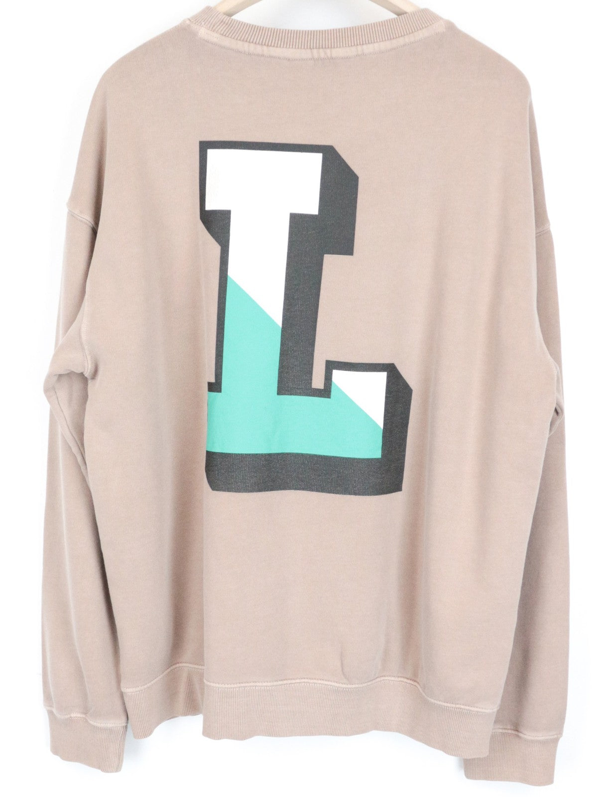 LEE Men's Sweatshirt M Washed Pink Cotton Loose Pullover Long Sleeve