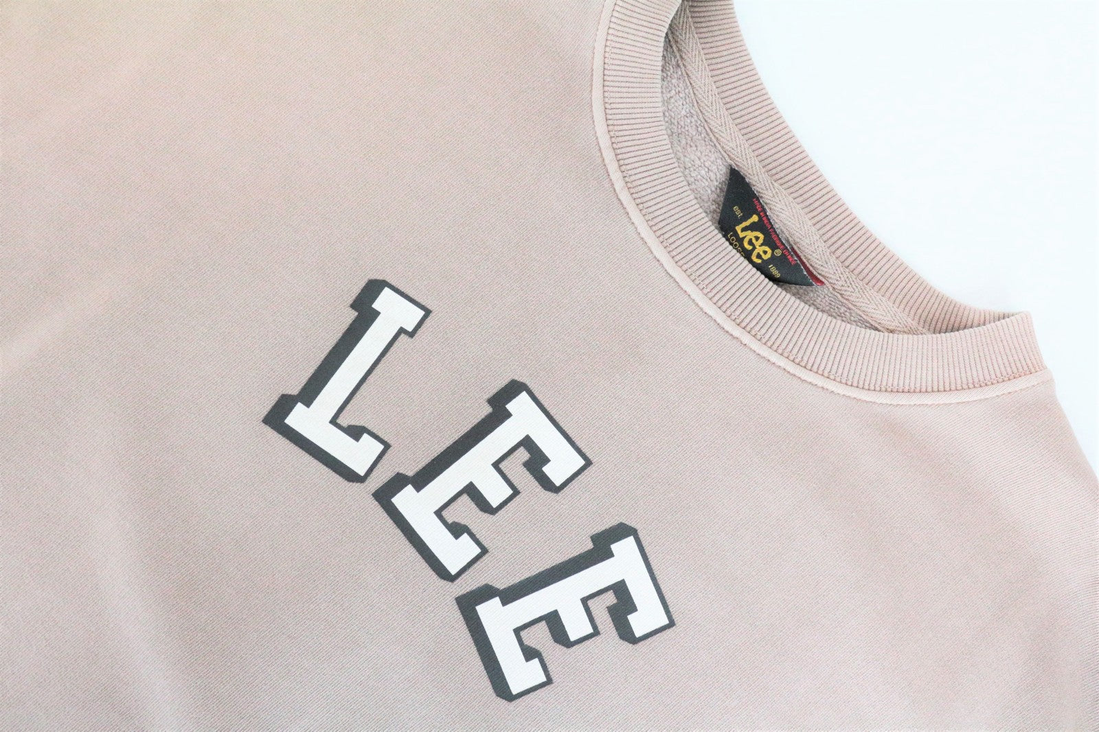 LEE Men's Sweatshirt M Washed Pink Cotton Loose Pullover Long Sleeve