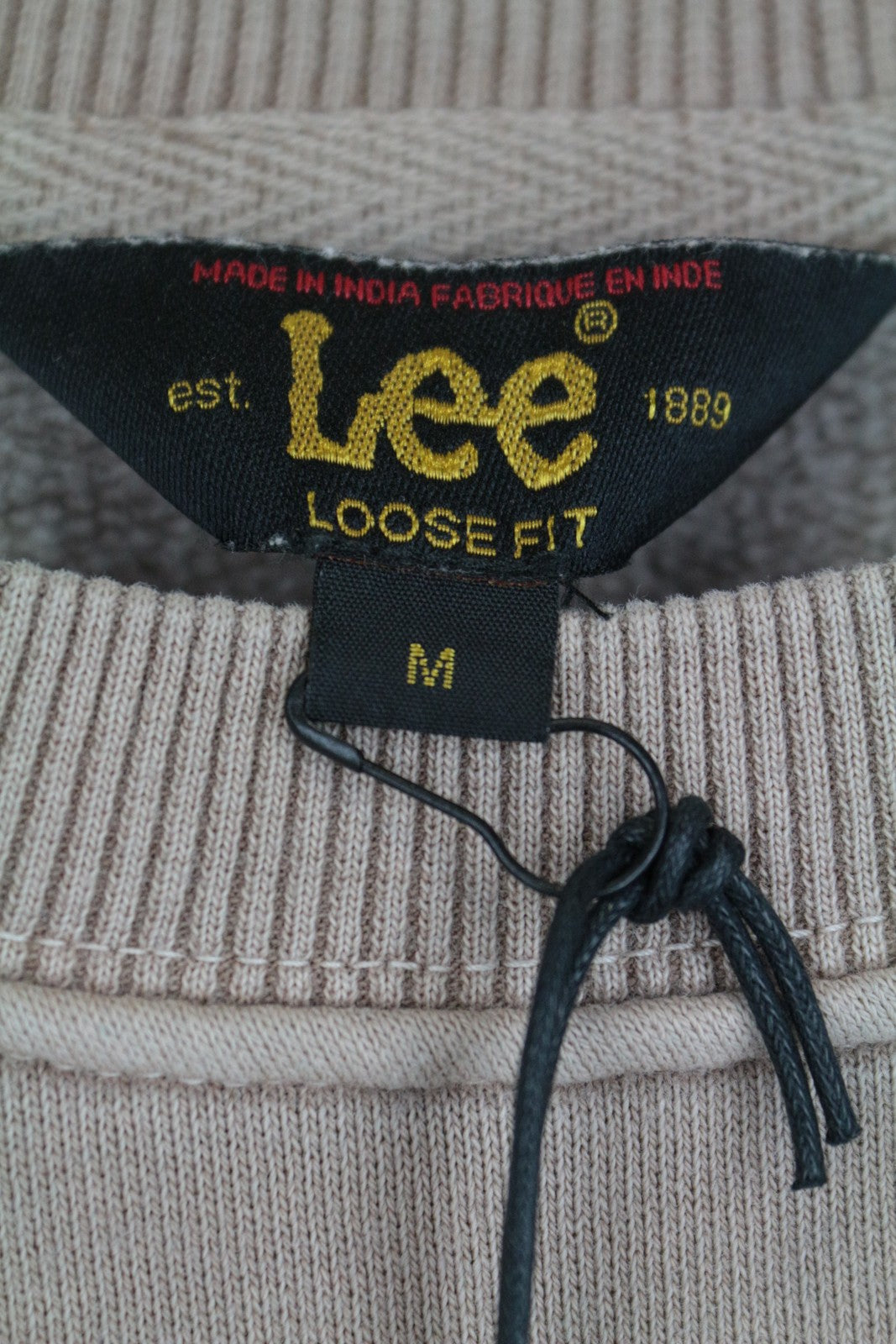 LEE Men's Sweatshirt M Washed Pink Cotton Loose Pullover Long Sleeve