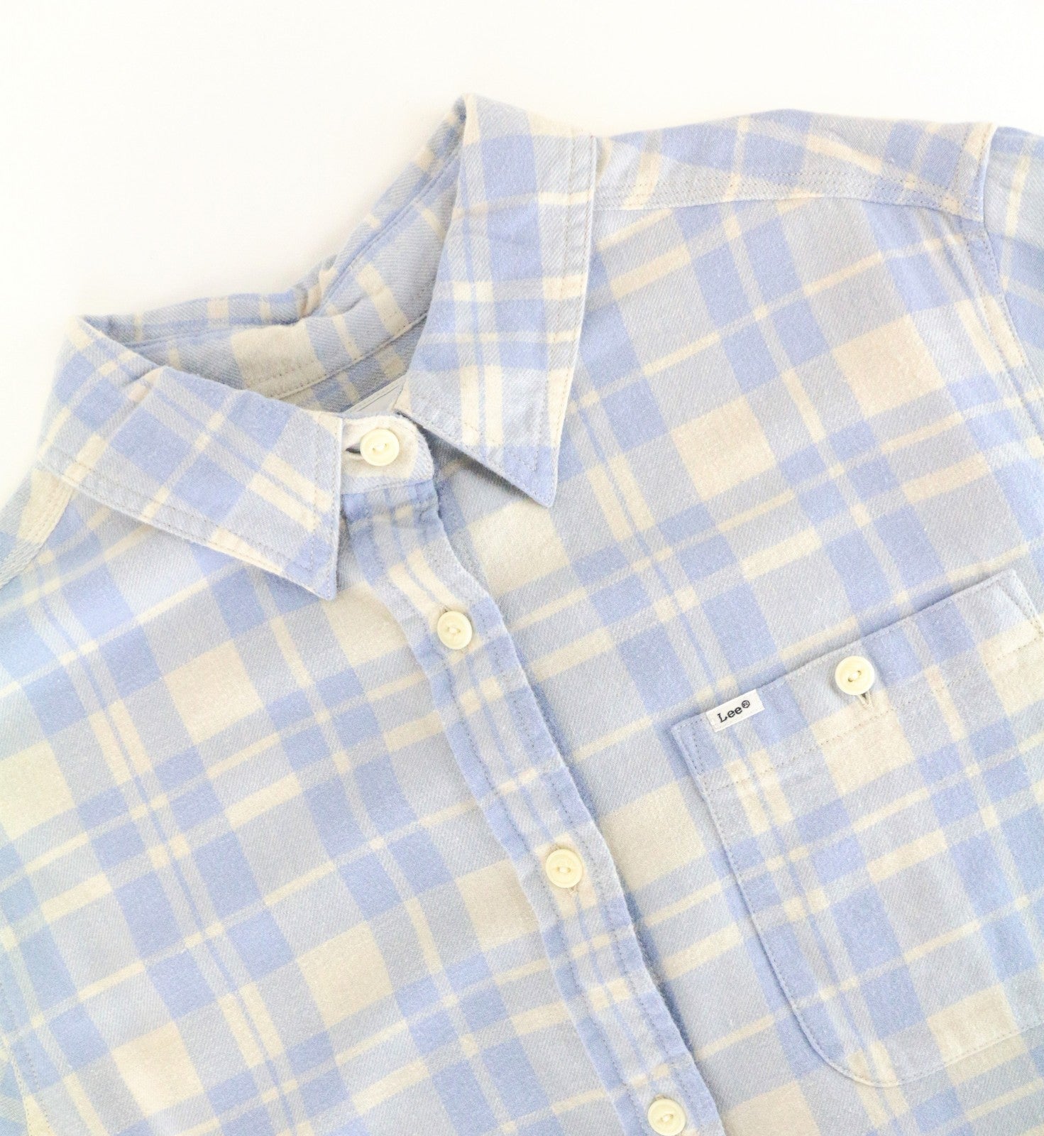 LEE Men's Shirt S Blue Cotton Checked LS Buttoned Pocketed Top