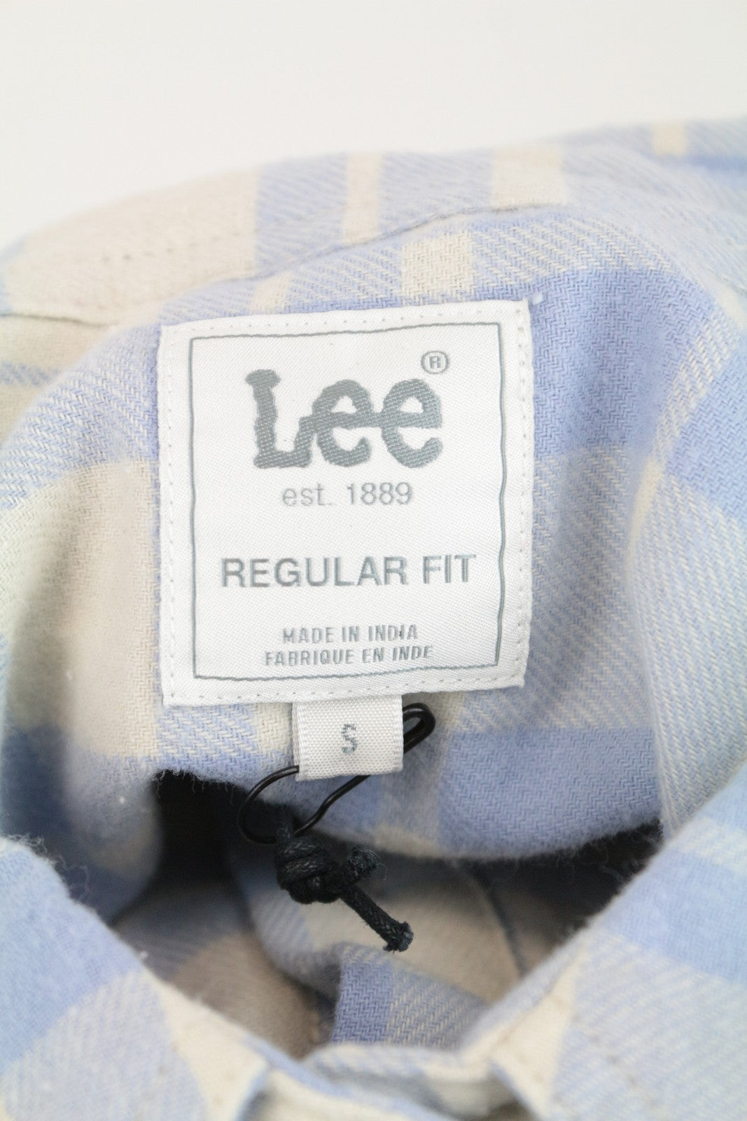 LEE Men's Shirt S Blue Cotton Checked LS Buttoned Pocketed Top