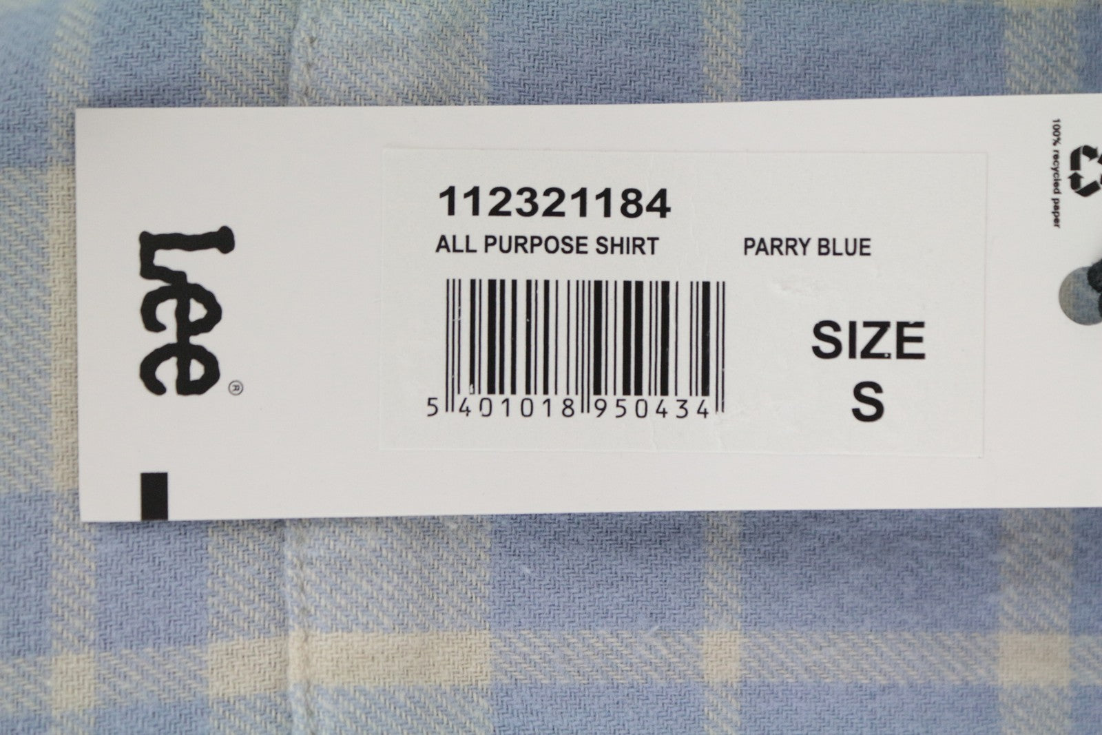 LEE Men's Shirt S Blue Cotton Checked LS Buttoned Pocketed Top