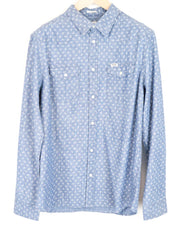 WRANGLER Men's Shirt M Blue Cotton Paisley Pattern Buttoned LS Shirt